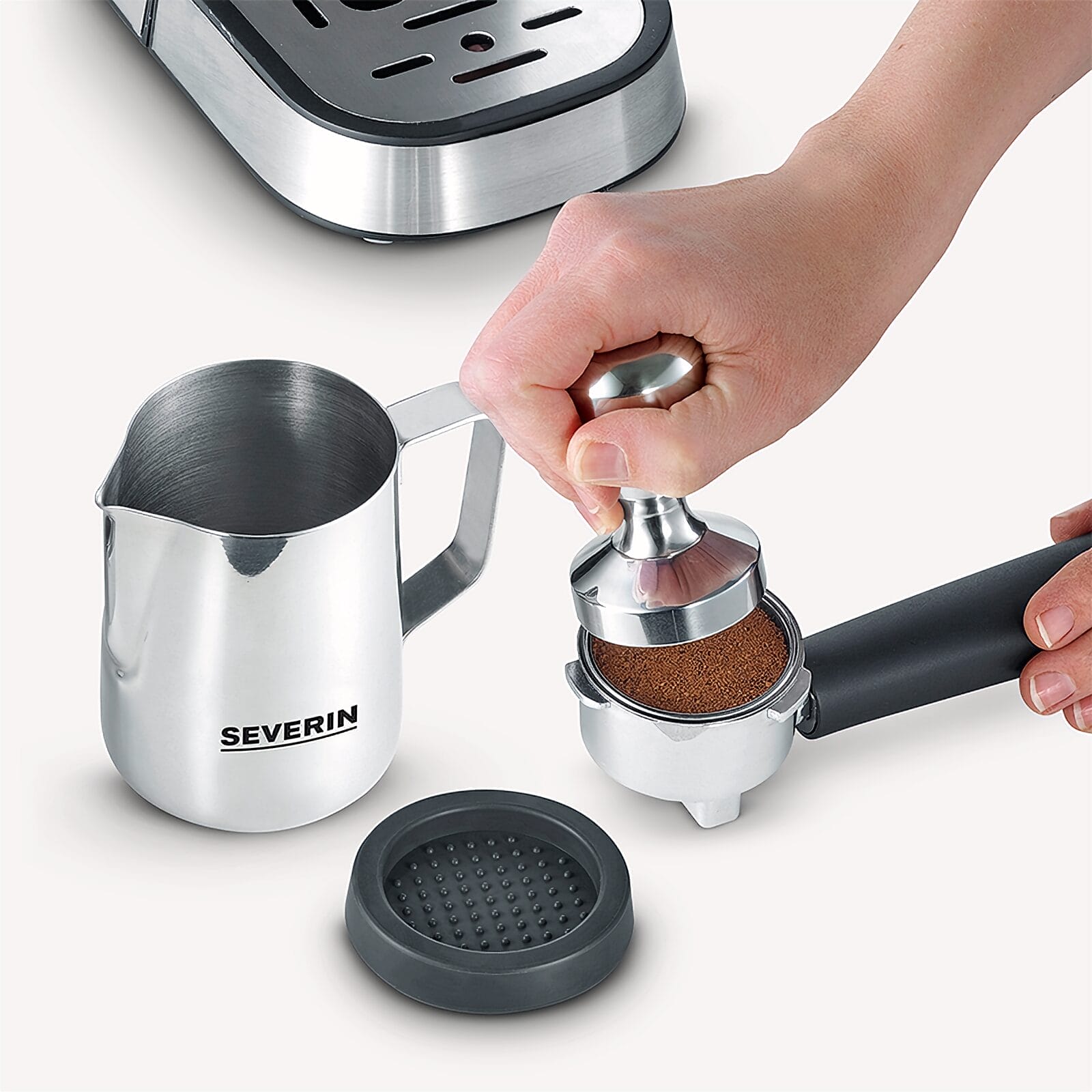 SEVO Set Barista Kit Espresso con Lattiera e Pressino 51 mm