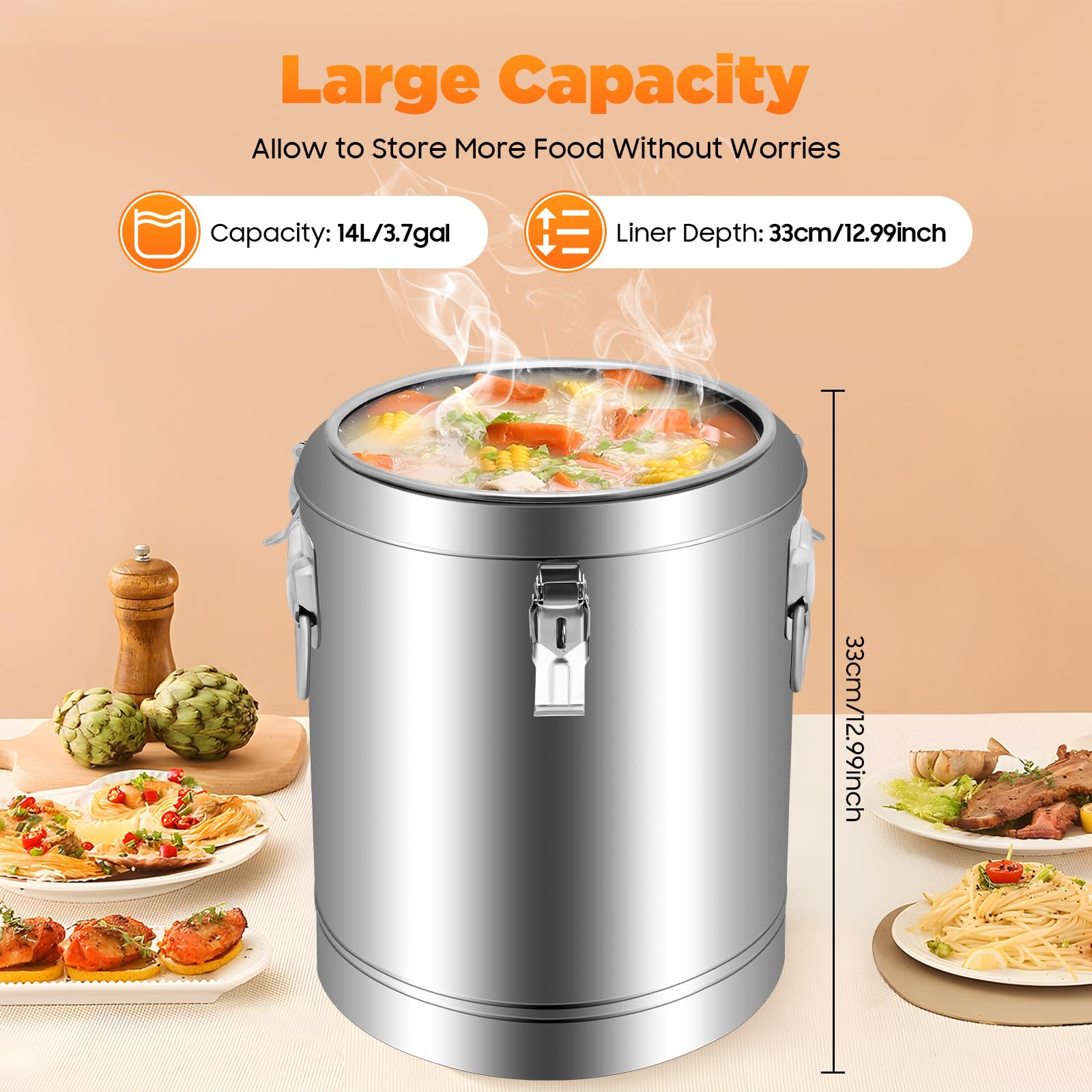 TiryyDrela contenitore termico inox 20L alimenti caldo