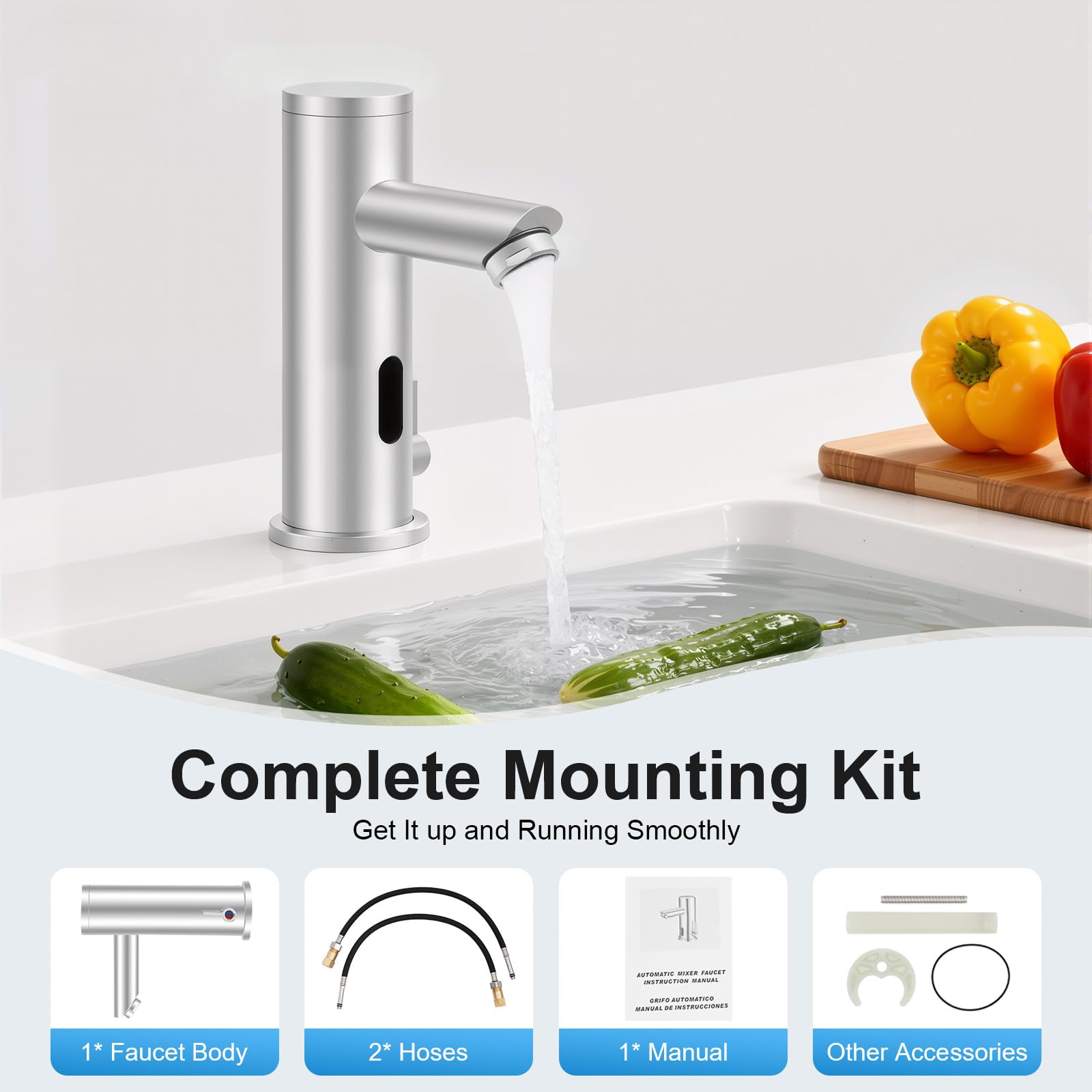 TiryyDrela rubinetto lavabo automatico infrarossi 18,1 cm