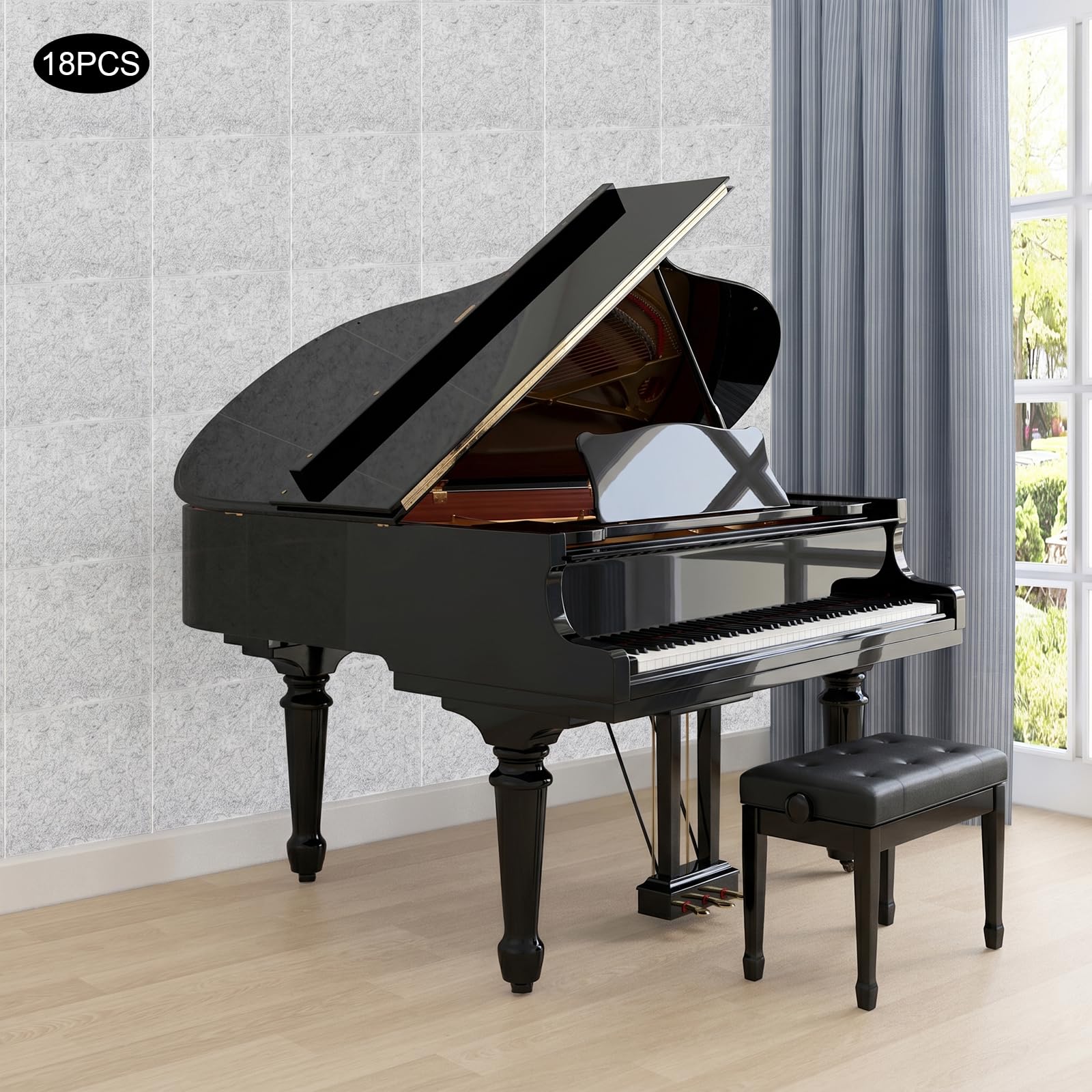 TiryyDrela Pannelli Acustici 30x30 cm Argento 18 Pezzi Fonoassorbenti