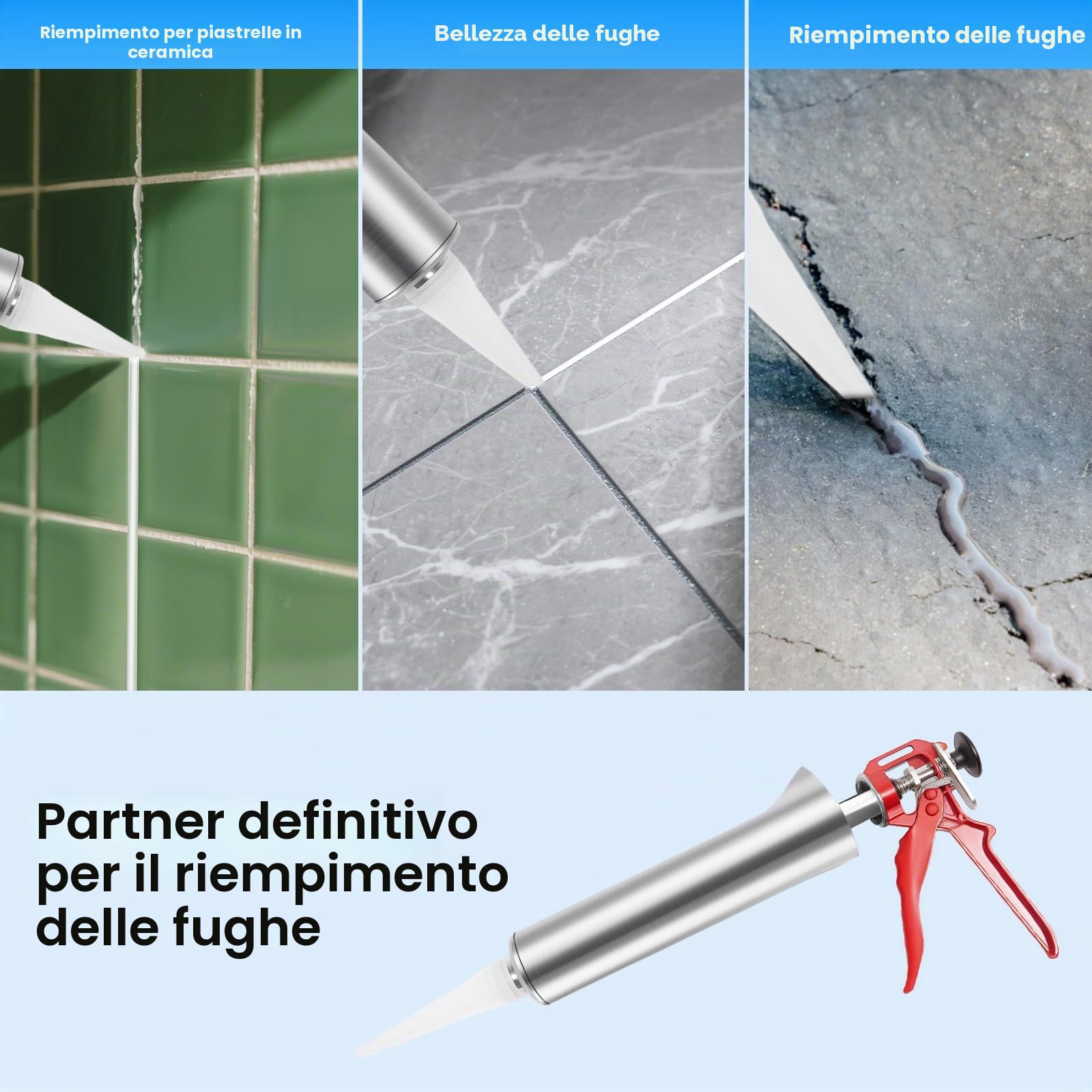 TiryyDrela pistola malta cemento inox 22 cm ugelli