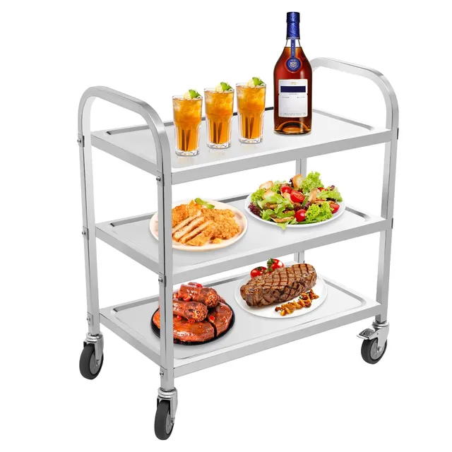 TiryyDrela Carrello Cucina Acciaio Inox 3 Ripiani 75x40x83 cm