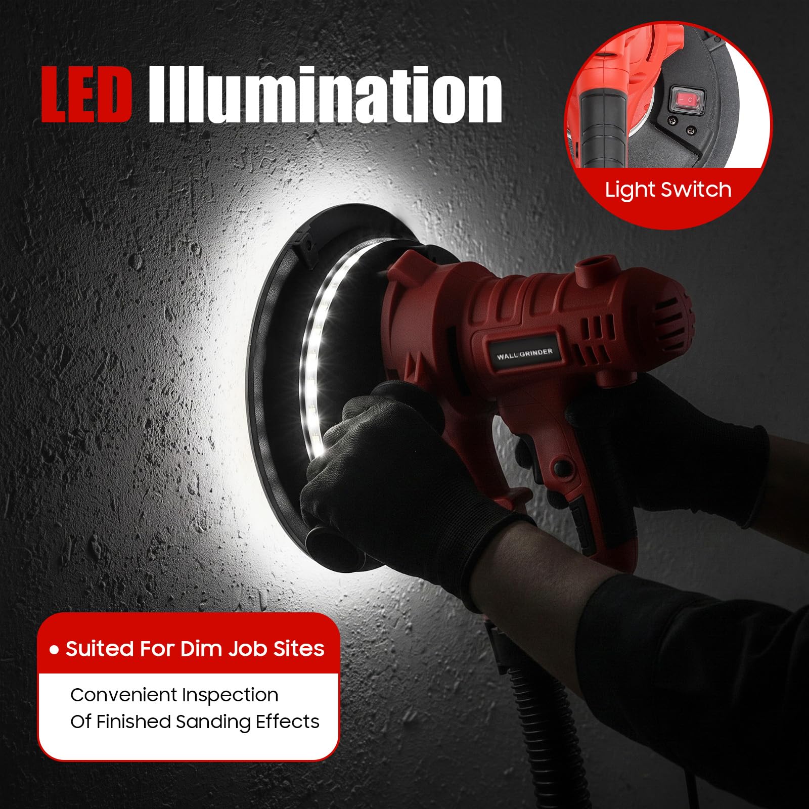 TiryyDrela levigatrice da parete 800 W LED 180 mm