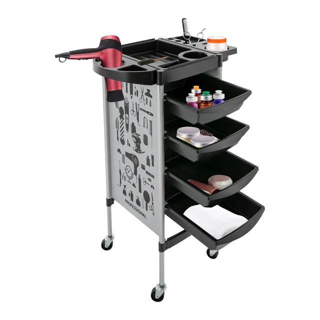 TiryyDrela Carrello Parrucchiere 4 Cassetti 5 Livelli Bianco con Ruote
