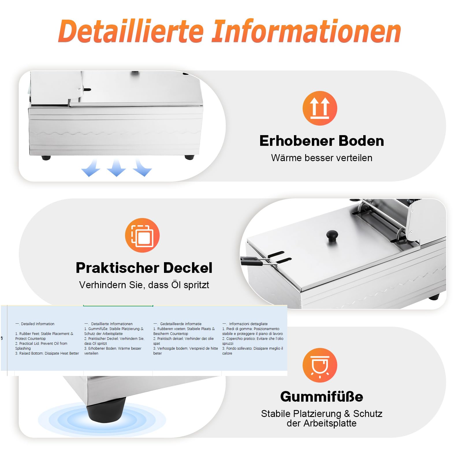 TiryyDrela friggitrice elettrica inox 6L 2500W 60-200°C