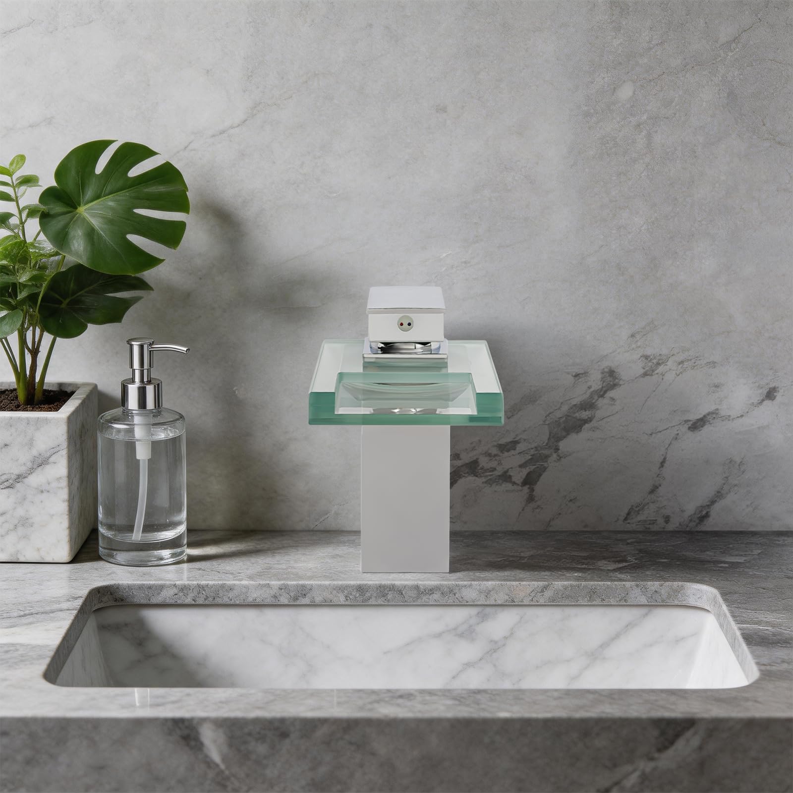 TiryyDrela Miscelatore Lavabo LED Ottone Cromato Argento
