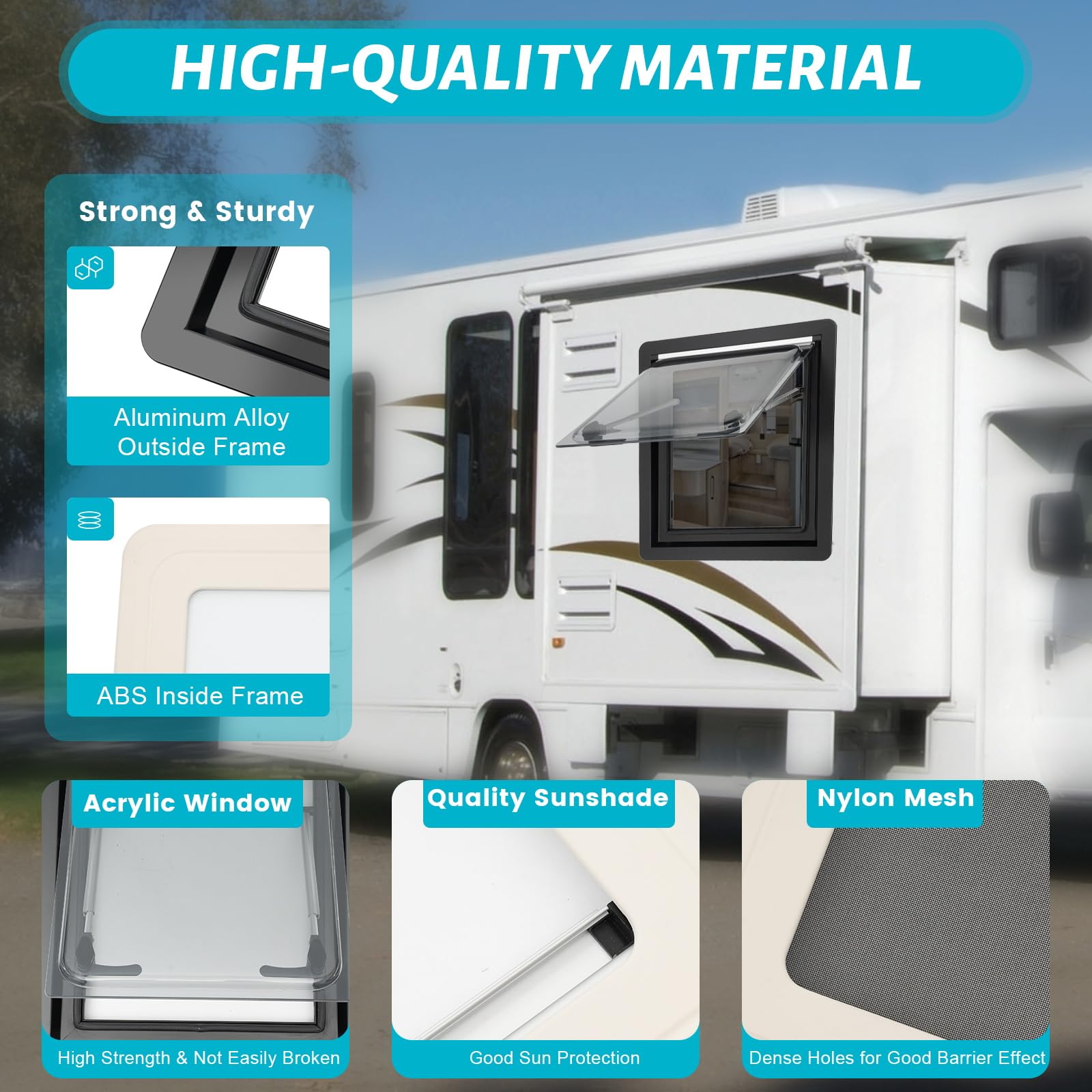 TiryyDrela Finestra Laterale Camper 45x50 cm Acrilico 70°