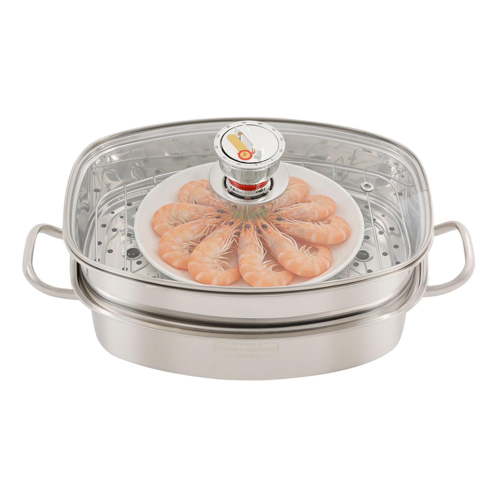 TiryyDrela Vaporiera Inox 2 Piani 6 L per Induzione con Timer