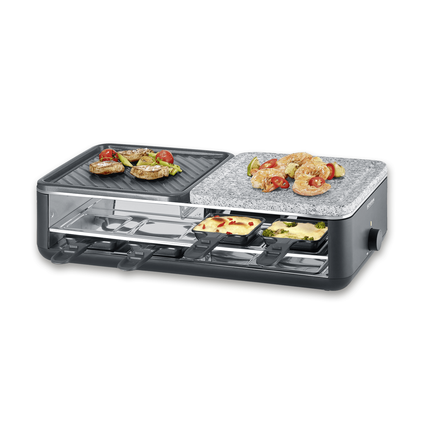 SEVO Black Line Lite griglia raclette 8 padelle pietra