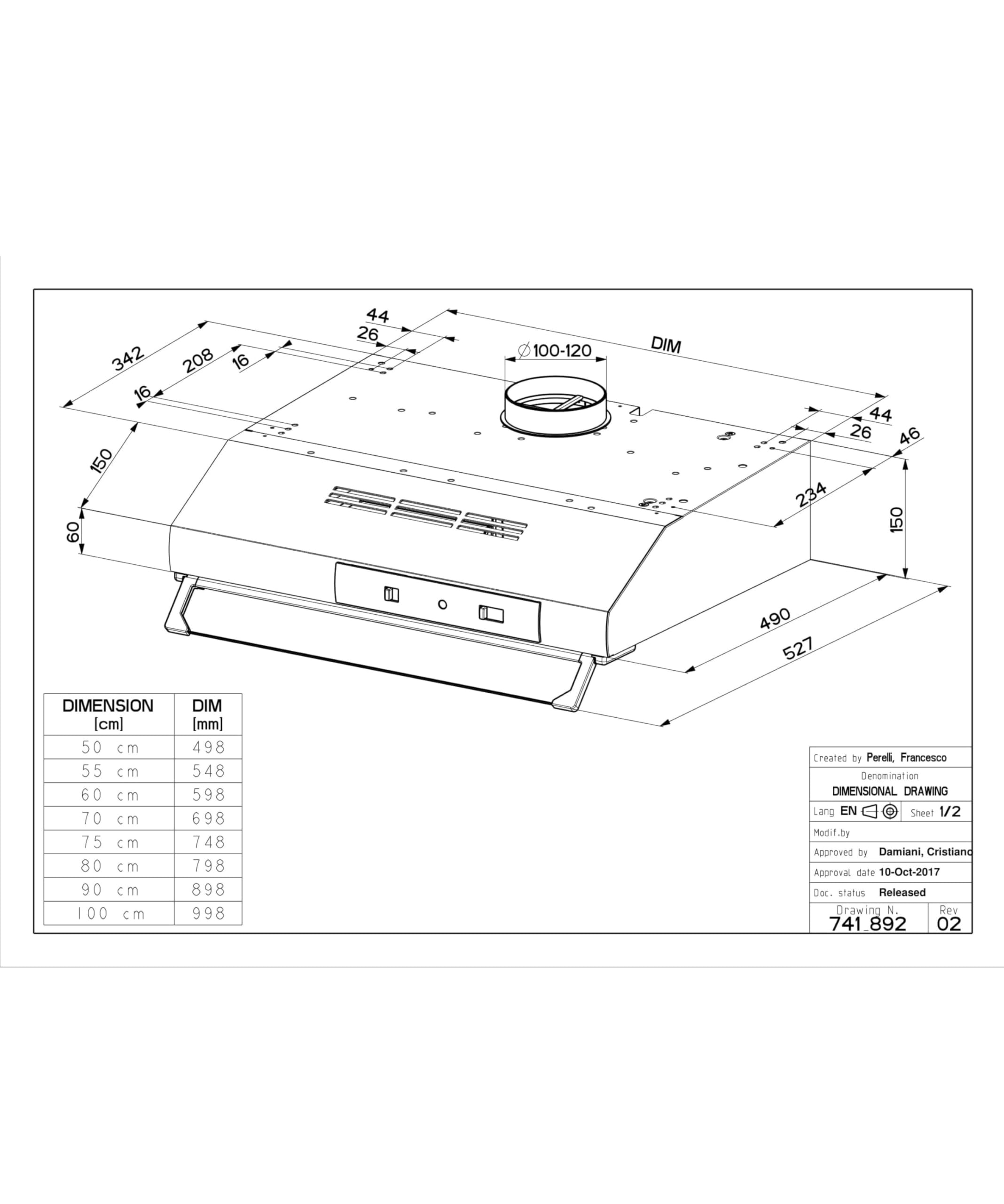Faber TCH04 BK19A 741 Cappa Sottopensile 90cm Nera