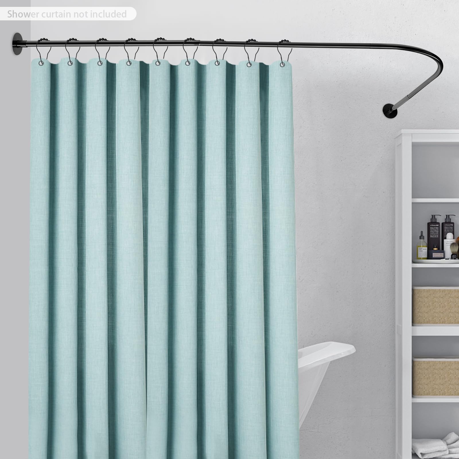 TiryyDrela Bastone Tenda Doccia L 75-95x90-130 Inox 24 Ganci