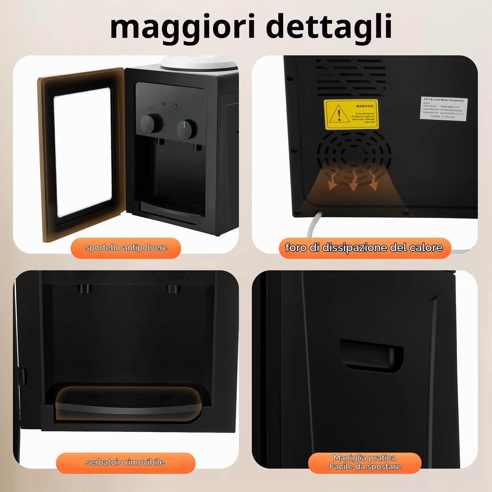 TiryyDrela distributore acqua calda fredda 550W inox
