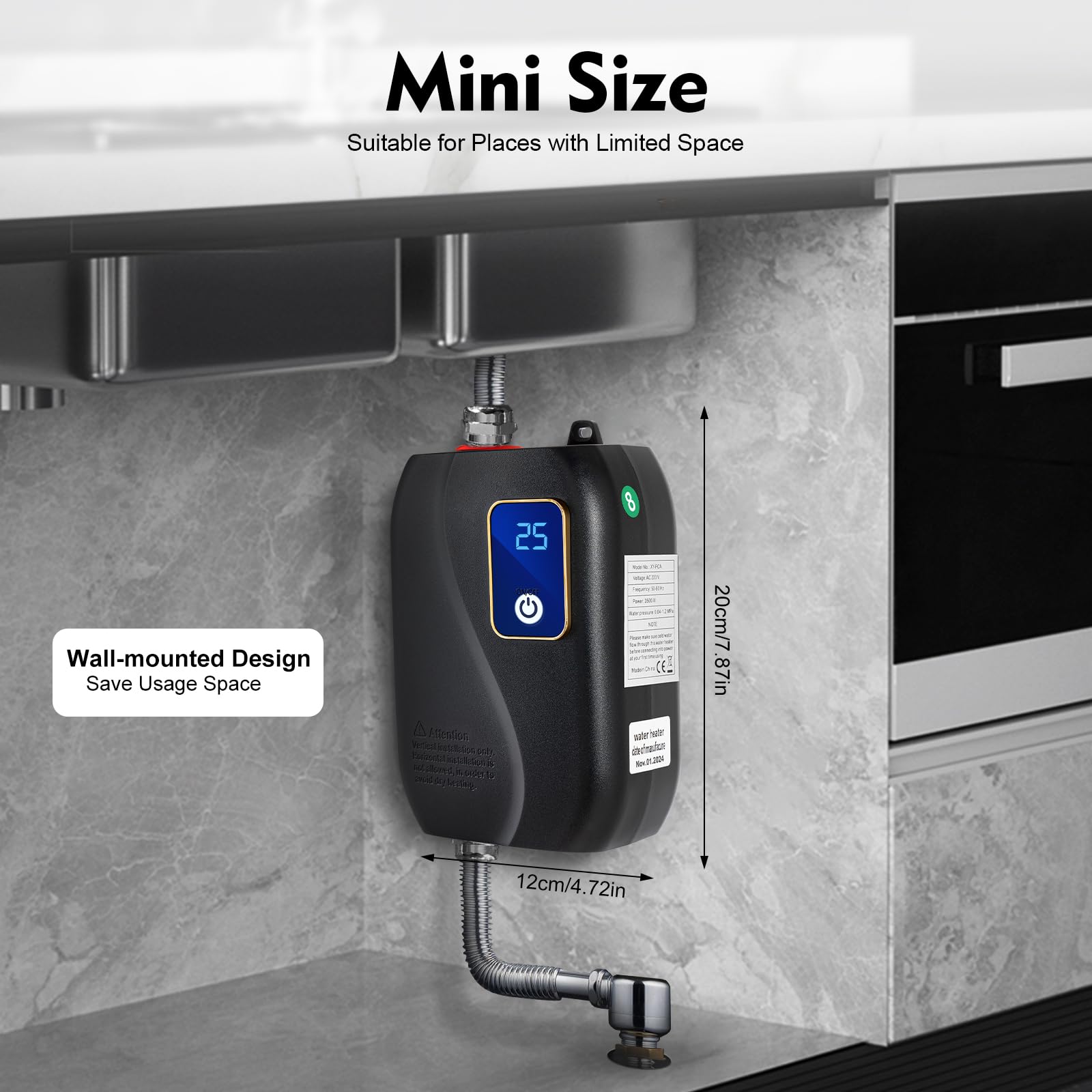 TiryyDrela Scaldabagno istantaneo 3500 W nero 25-50°C