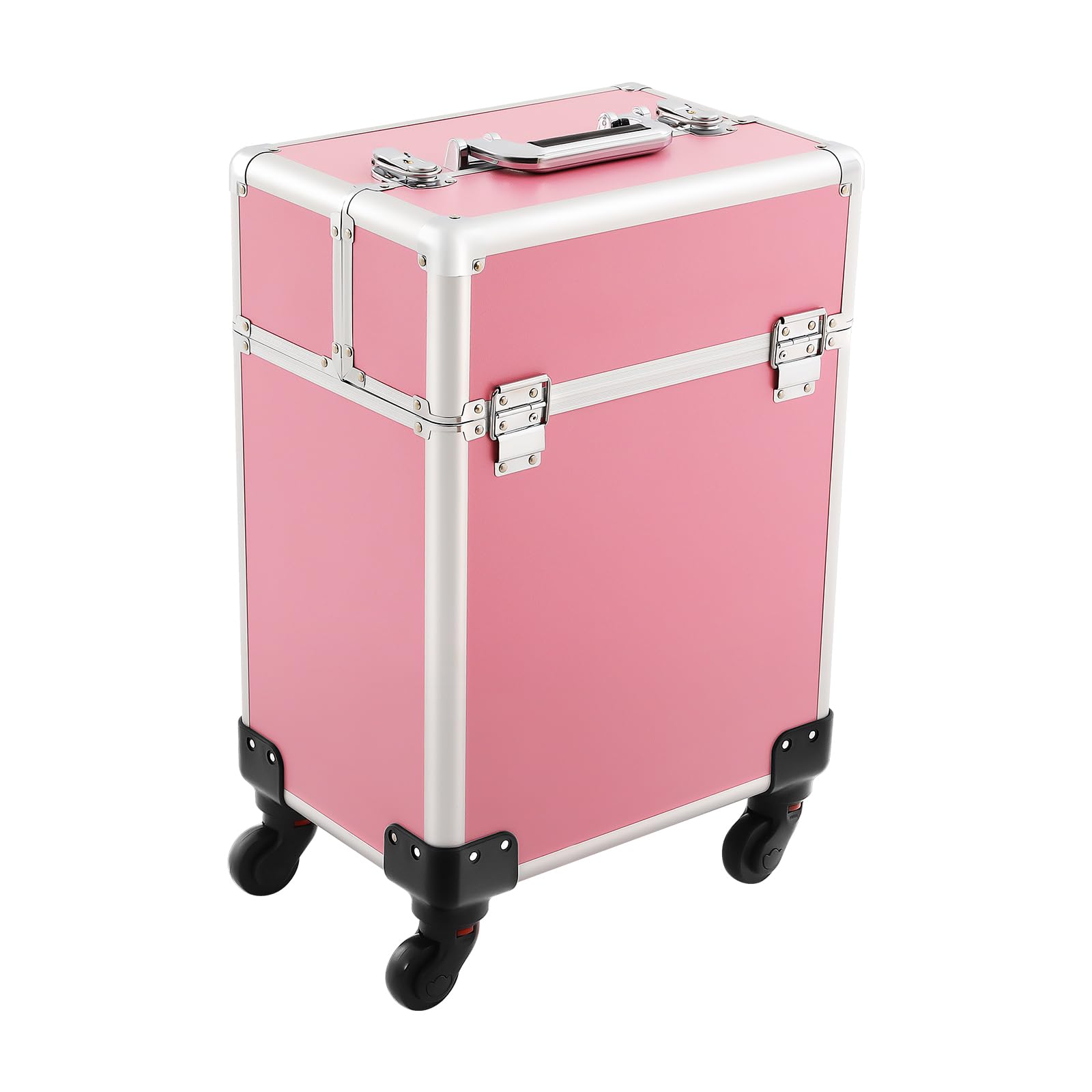 TiryyDrela Trolley trucco alluminio rosa grande capacità