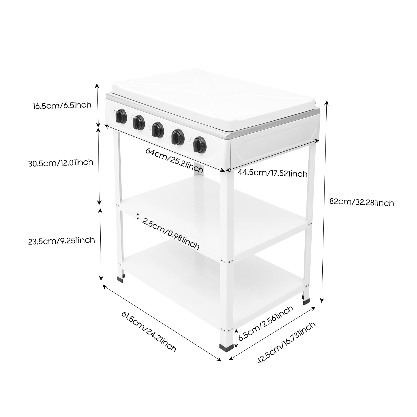 TiryyDrela Piano Cottura Gas 5 Fuochi Bianco 12,5 kW