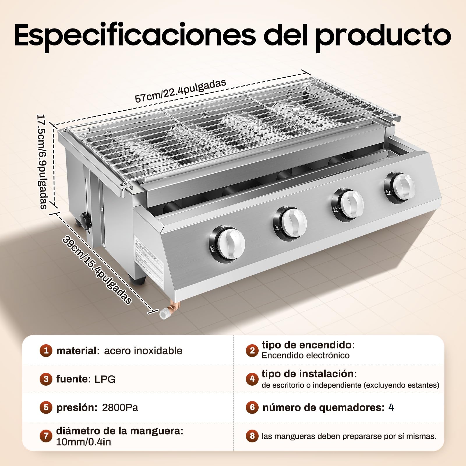 TiryyDrela Barbecue Gas 4 Bruciatori Senza Fumo