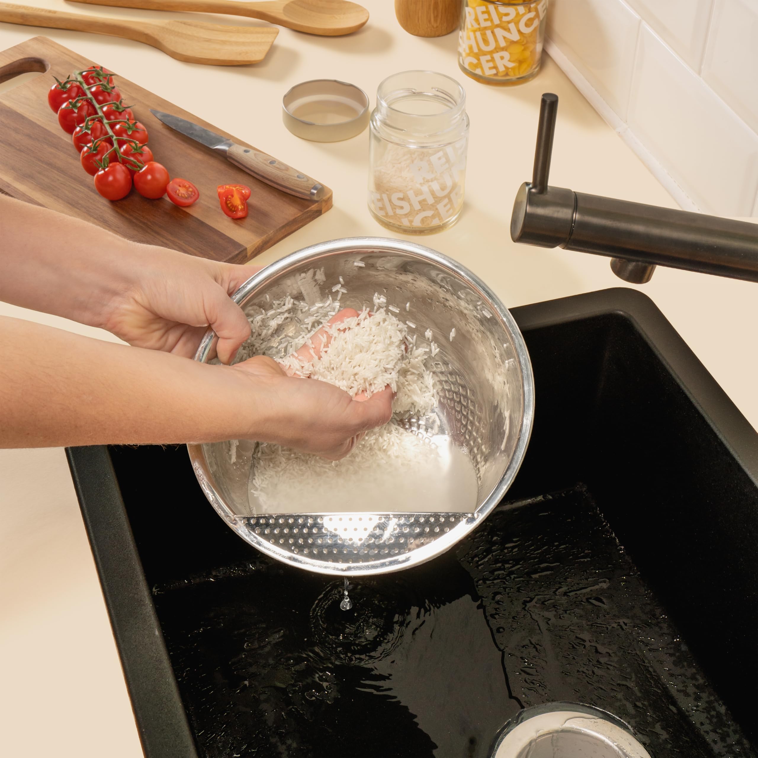 Reishunger Ciotola Riso Acciaio Inox Argento Antiscivolo