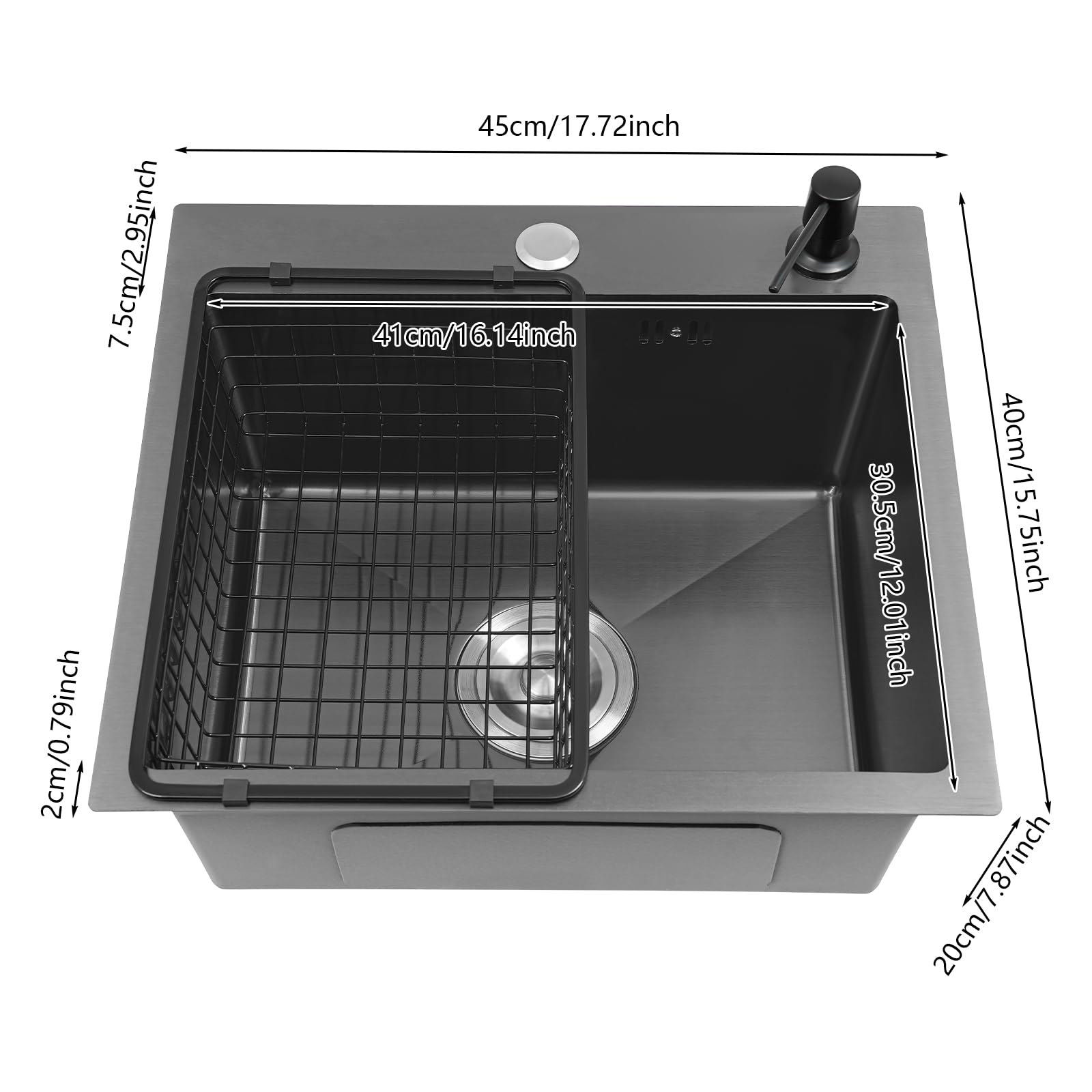 TiryyDrela Lavello Cucina Inox Nero 1 Vasca Antigraffio Accessoriato