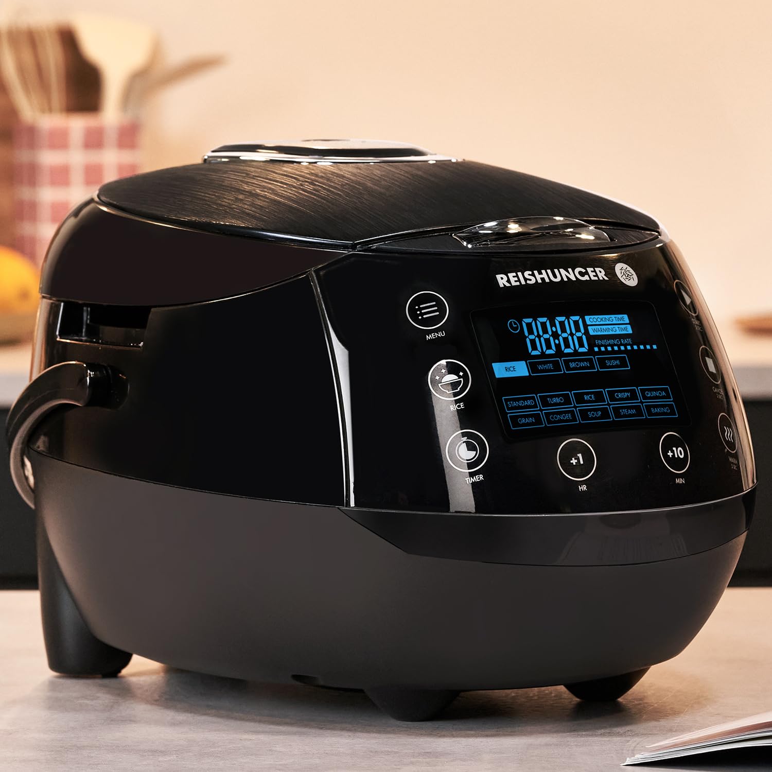 Reishunger Digitale Cuociriso 1,5 L Nero per 8 Persone