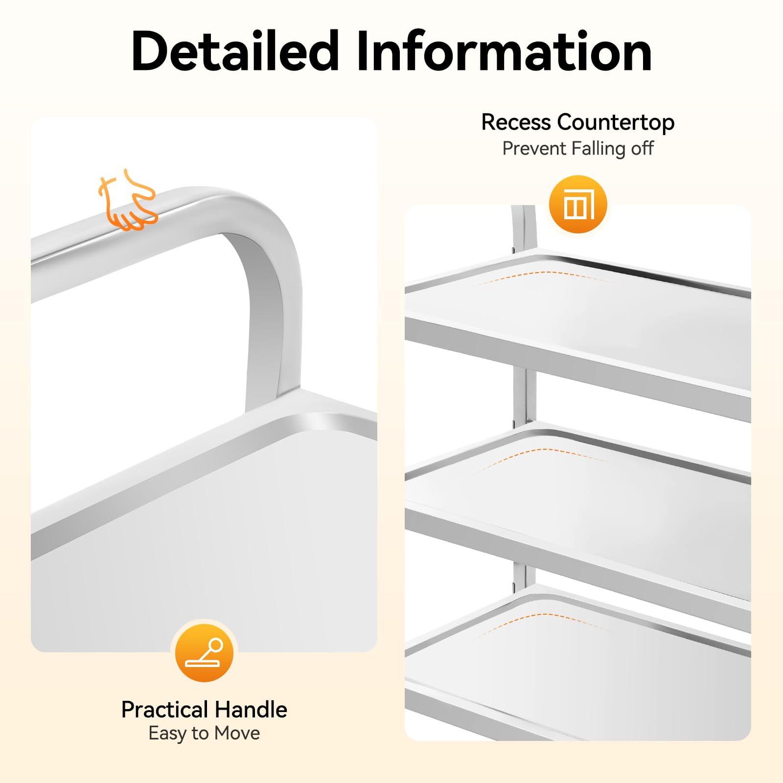 TiryyDrela Carrello Cucina Acciaio Inox 3 Ripiani 75x40x83 cm