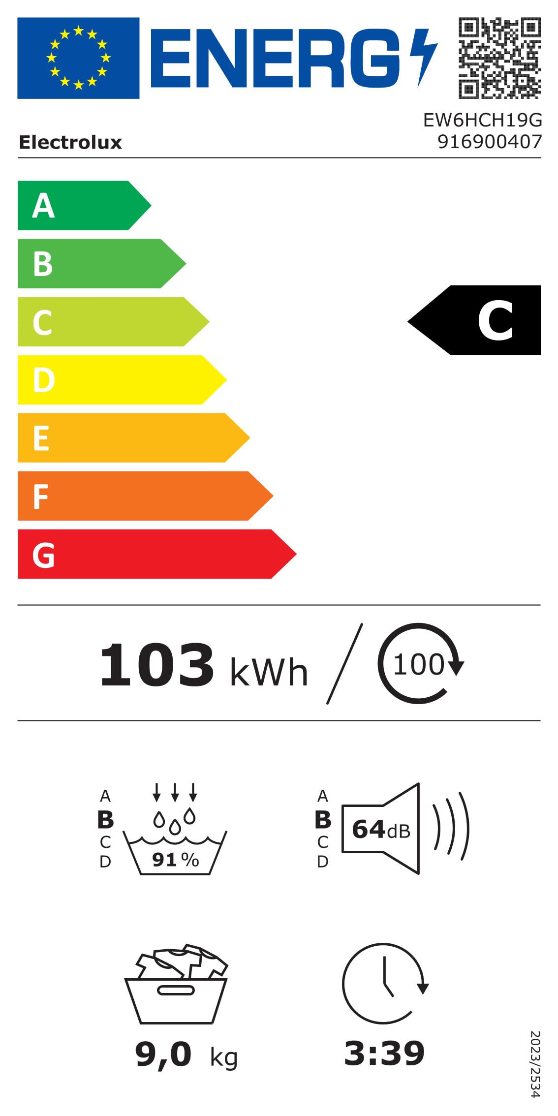 Electrolux Serie 600 EW6HCH19G asciugatrice 9kg pompa calore