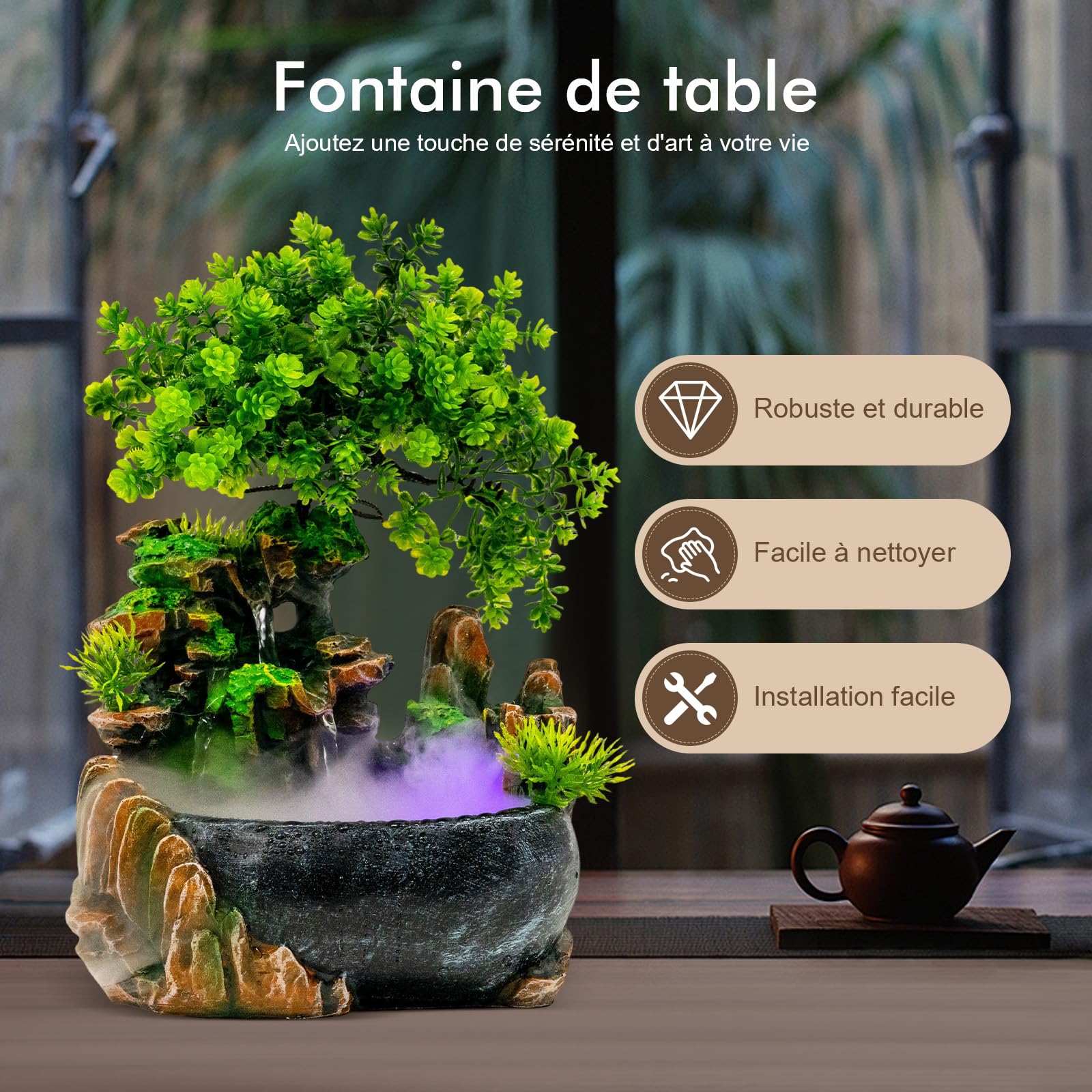TiryyDrela Fontana da Tavolo Zen LED 20x15x28 cm