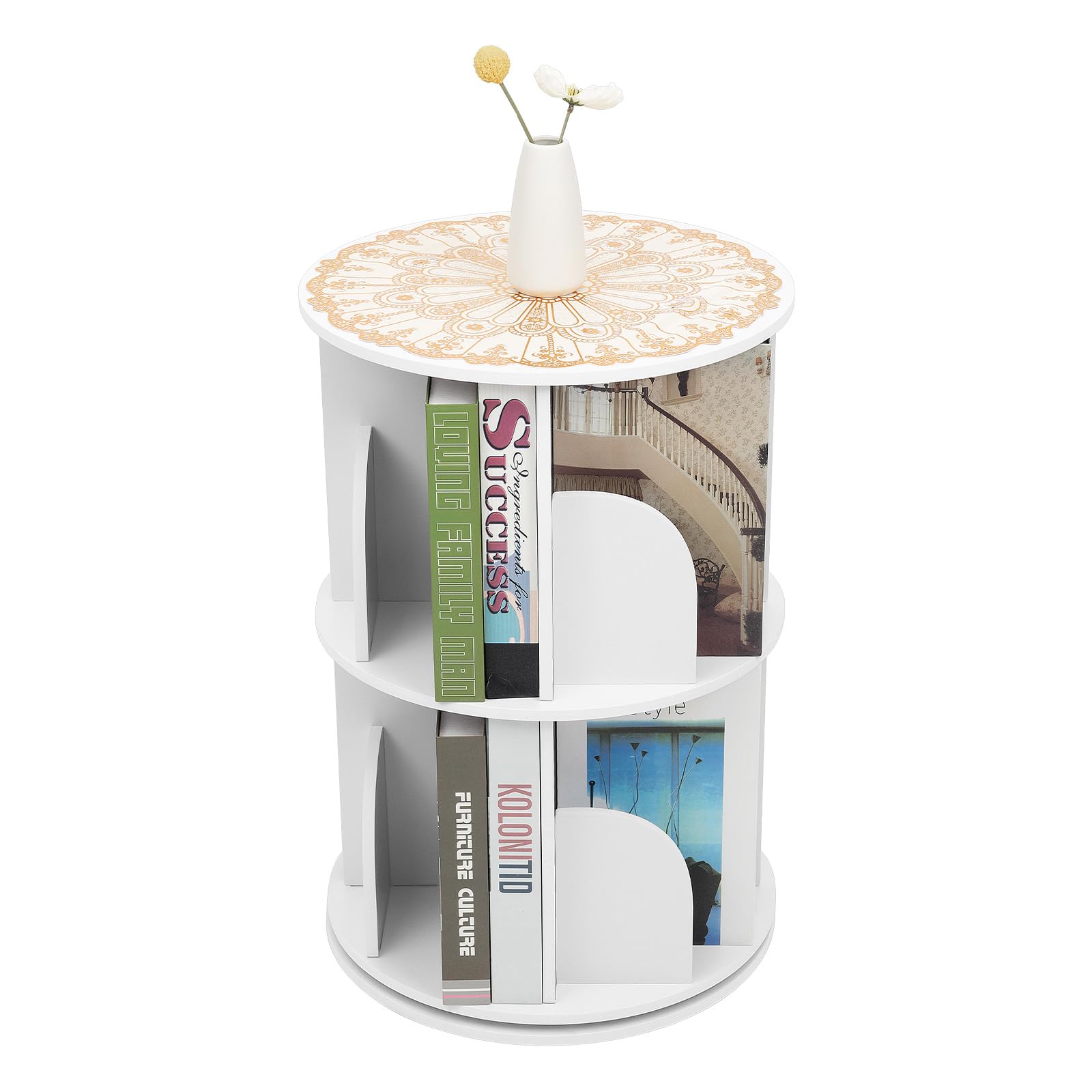 TiryyDrela libreria rotonda bianca 2 ripiani 40x59,5 cm
