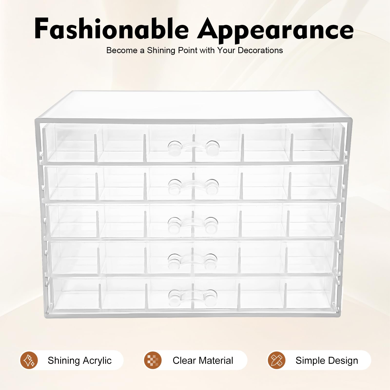 TiryyDrela Organizer Acrilico 120 Scomparti 5 Cassetti Trasparente