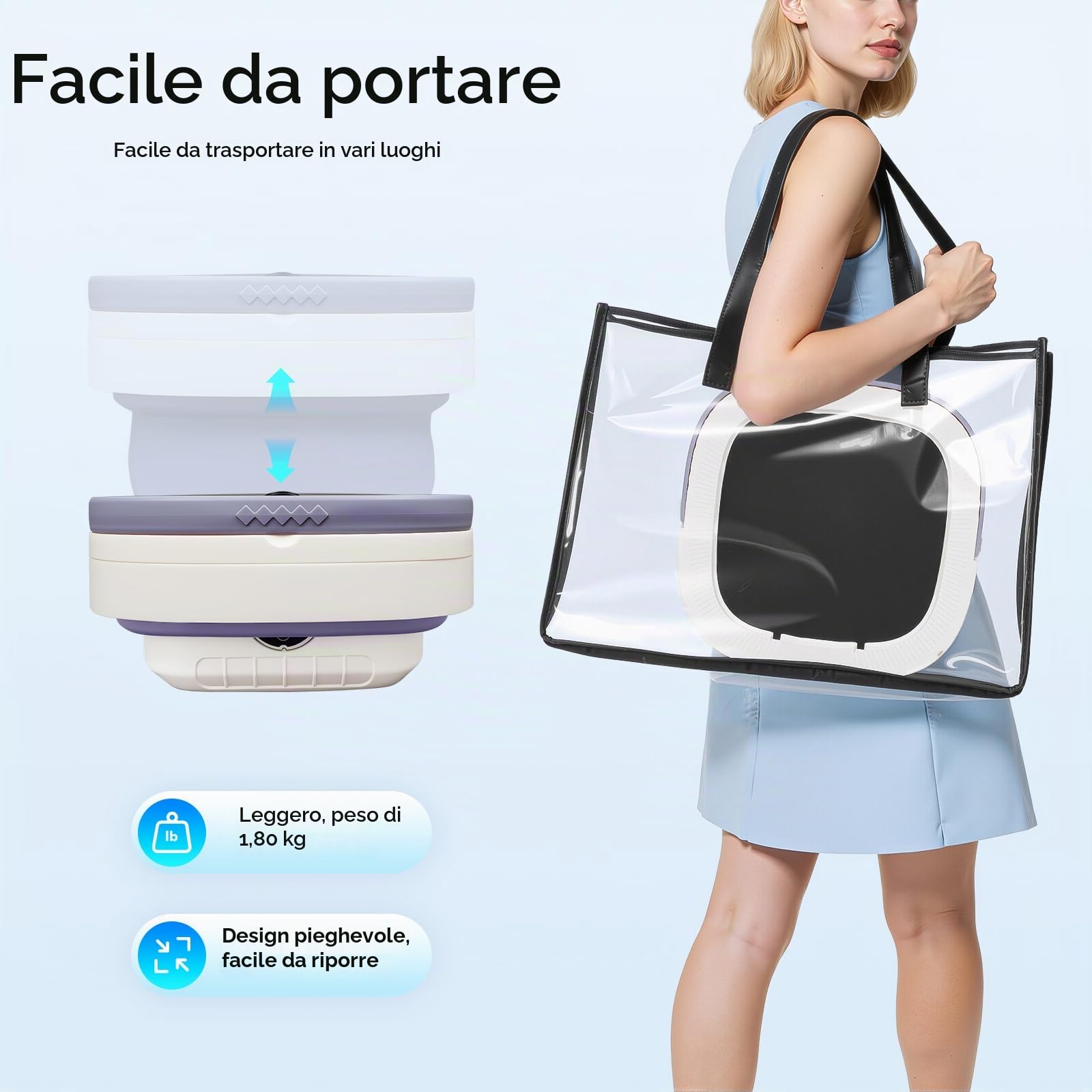 TiryyDrela Mini Lavatrice Pieghevole 12,68 L Intimo e Bimbi