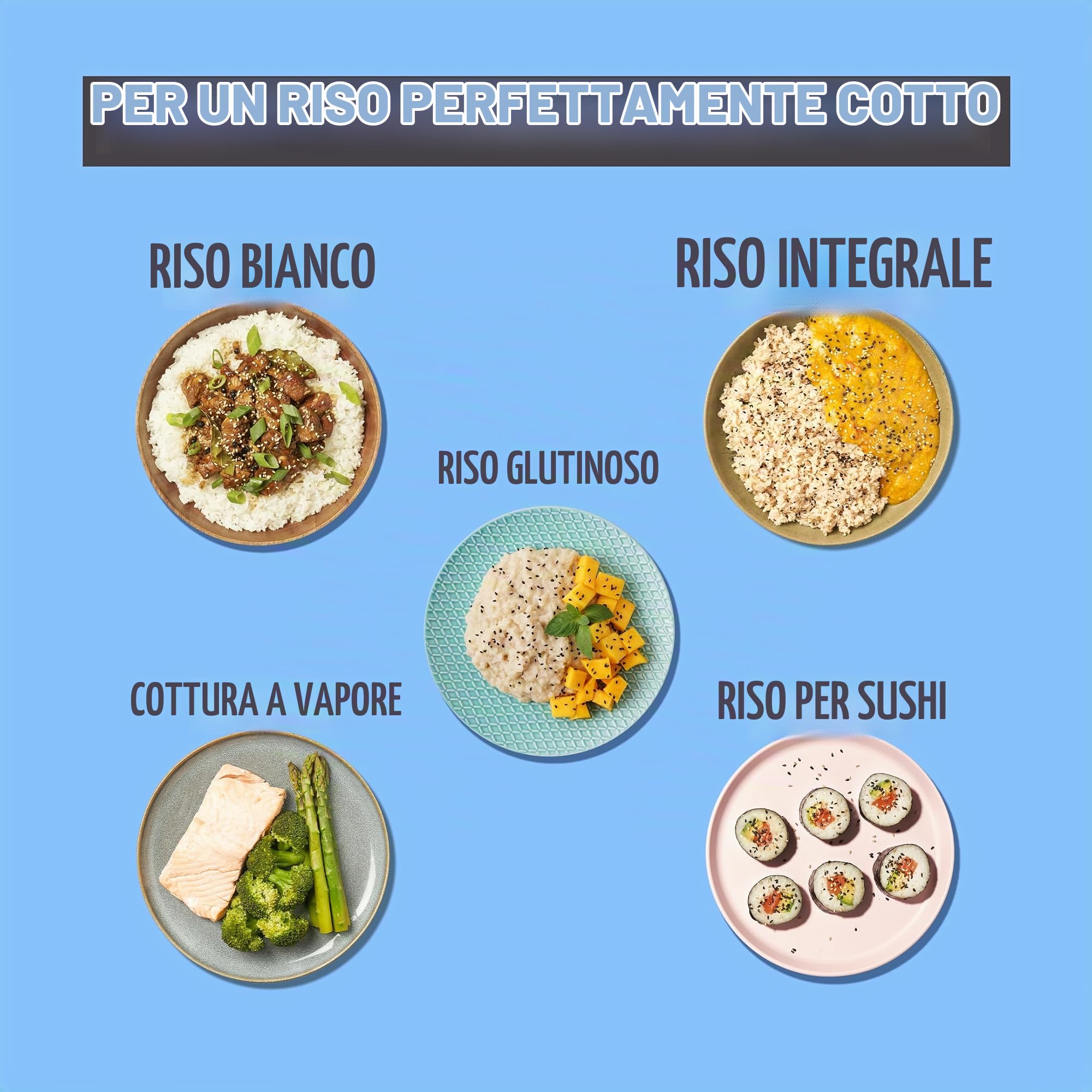 Reishunger Basis cuociriso elettrico 1,2 L grigio 6 porzioni