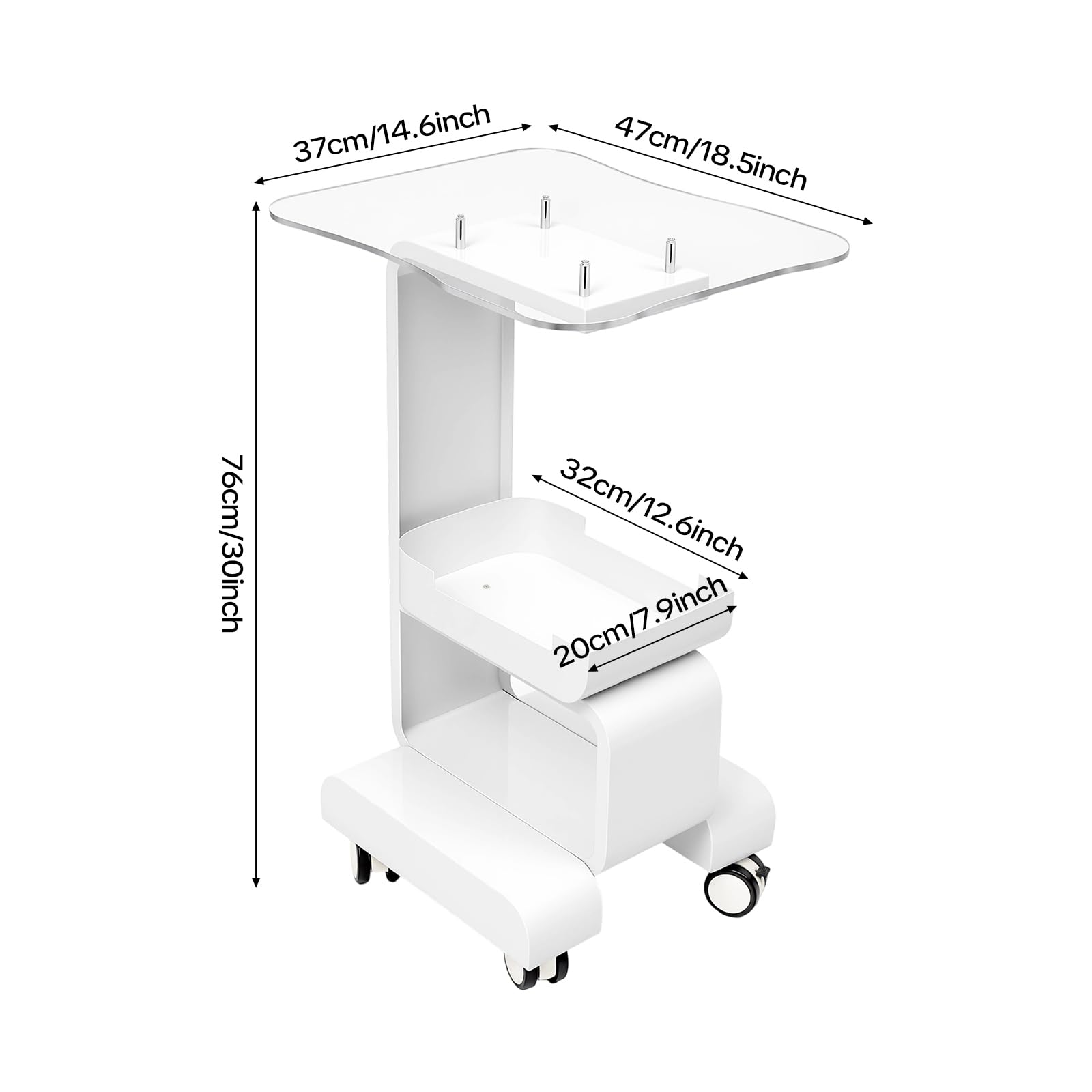 TiryyDrela Carrello Parrucchiere Mobile Bianco 76 cm 15 kg