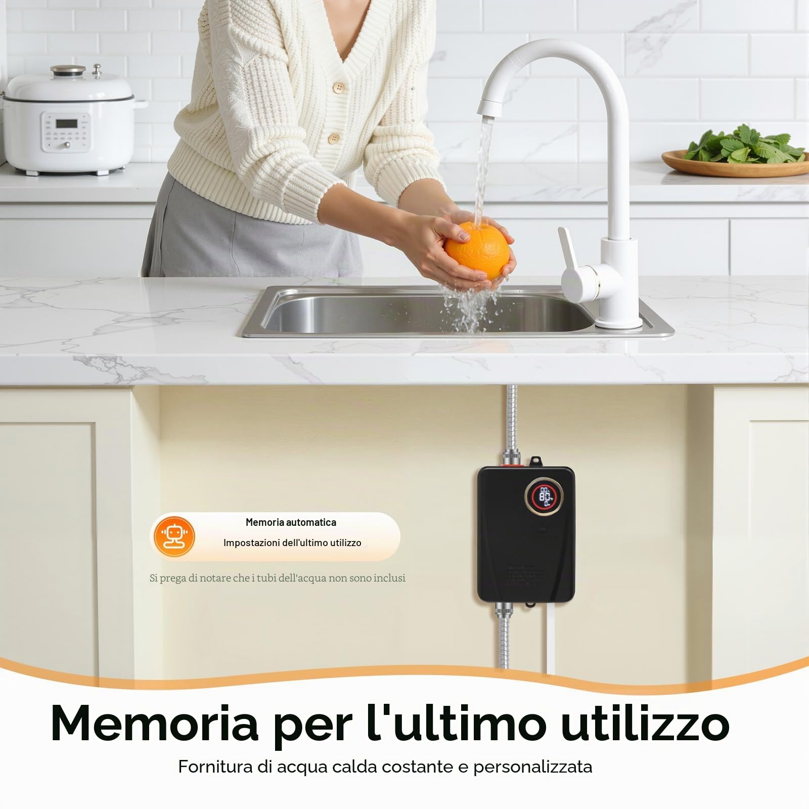 TiryyDrela Scaldacqua istantaneo elettrico LED 20-50°C