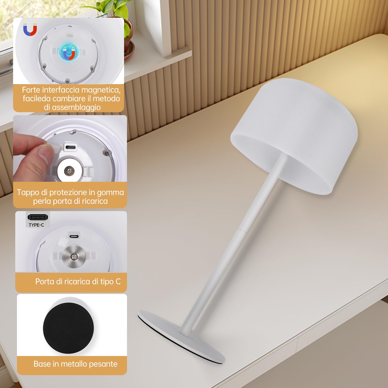 WOWDSGN 3 in 1 Lampada Tavolo LED Ricaricabile RGB IP54