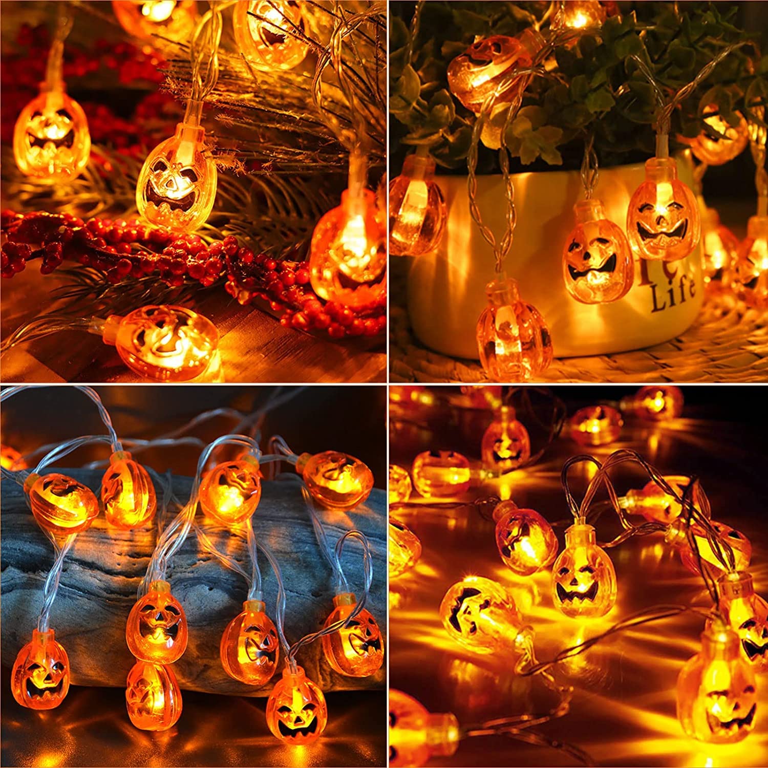 WOWDSGN catena luminosa zucca Halloween 4,5m 40 LED
