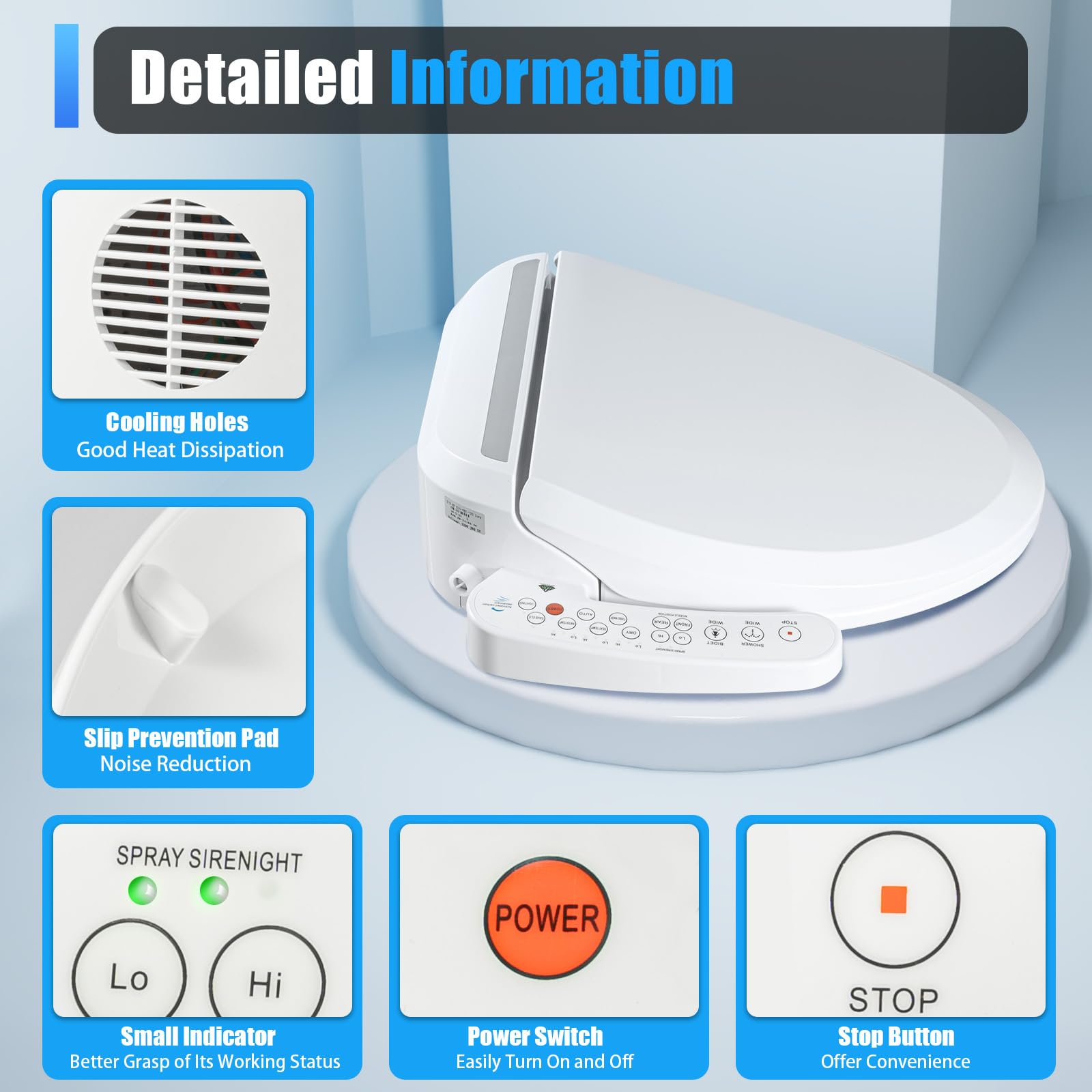 TiryyDrela Sedile WC Giapponese Elettrico con Bidet Riscaldato