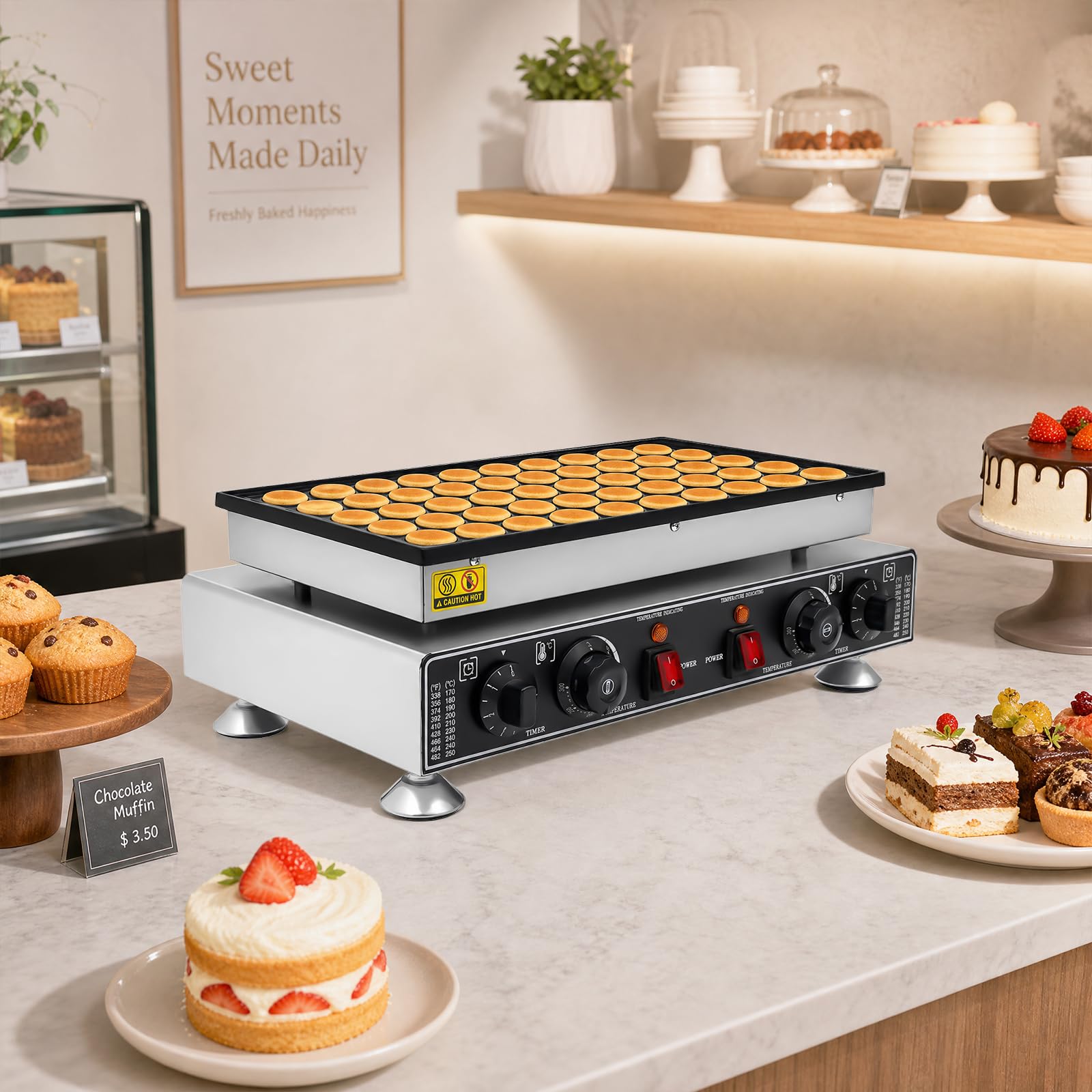 TiryyDrela Macchina Muffin Elettrica 50 Fori 1800W Antiaderente