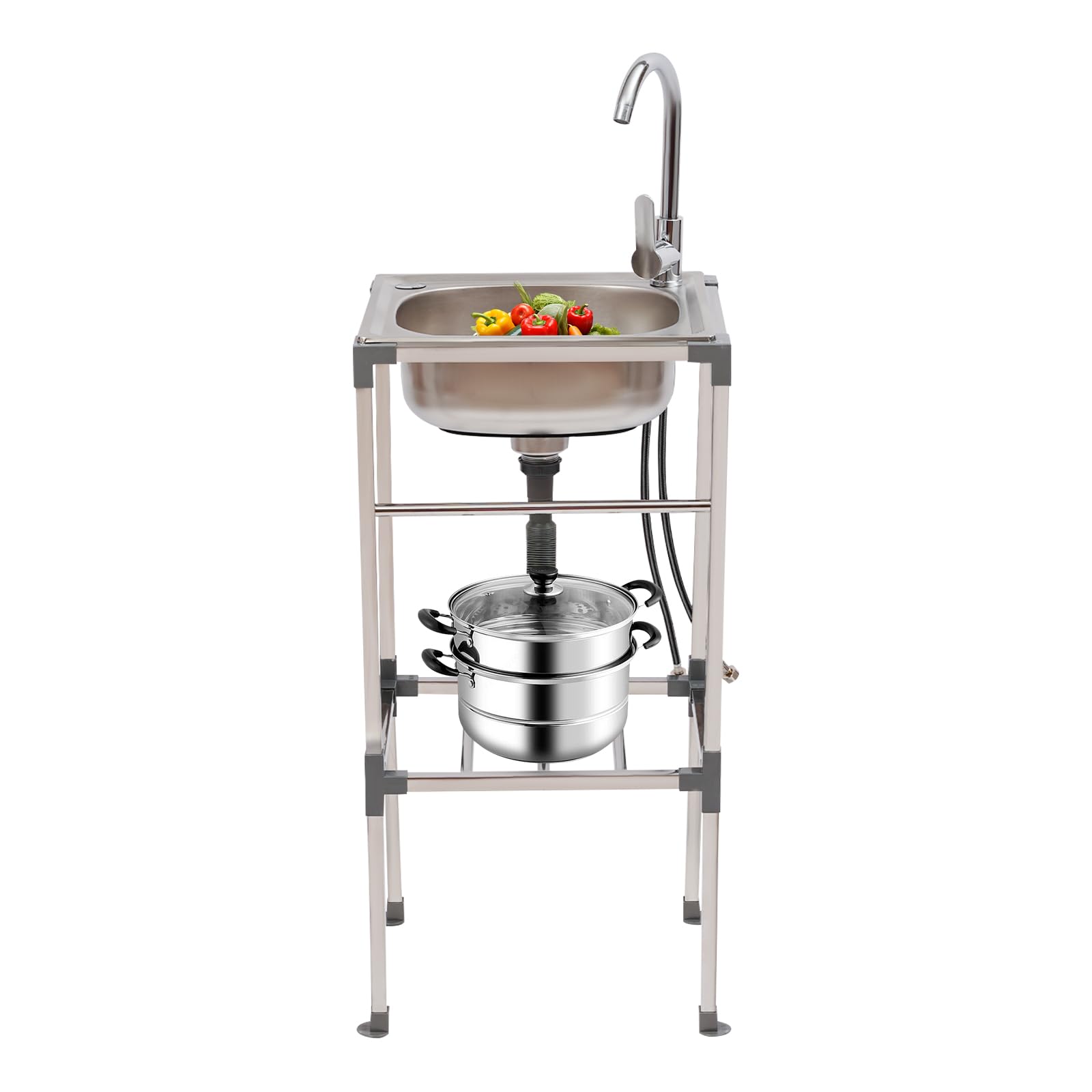 TiryyDrela Lavello Acciaio Inox 1 Vasca Autoportante con Rubinetto