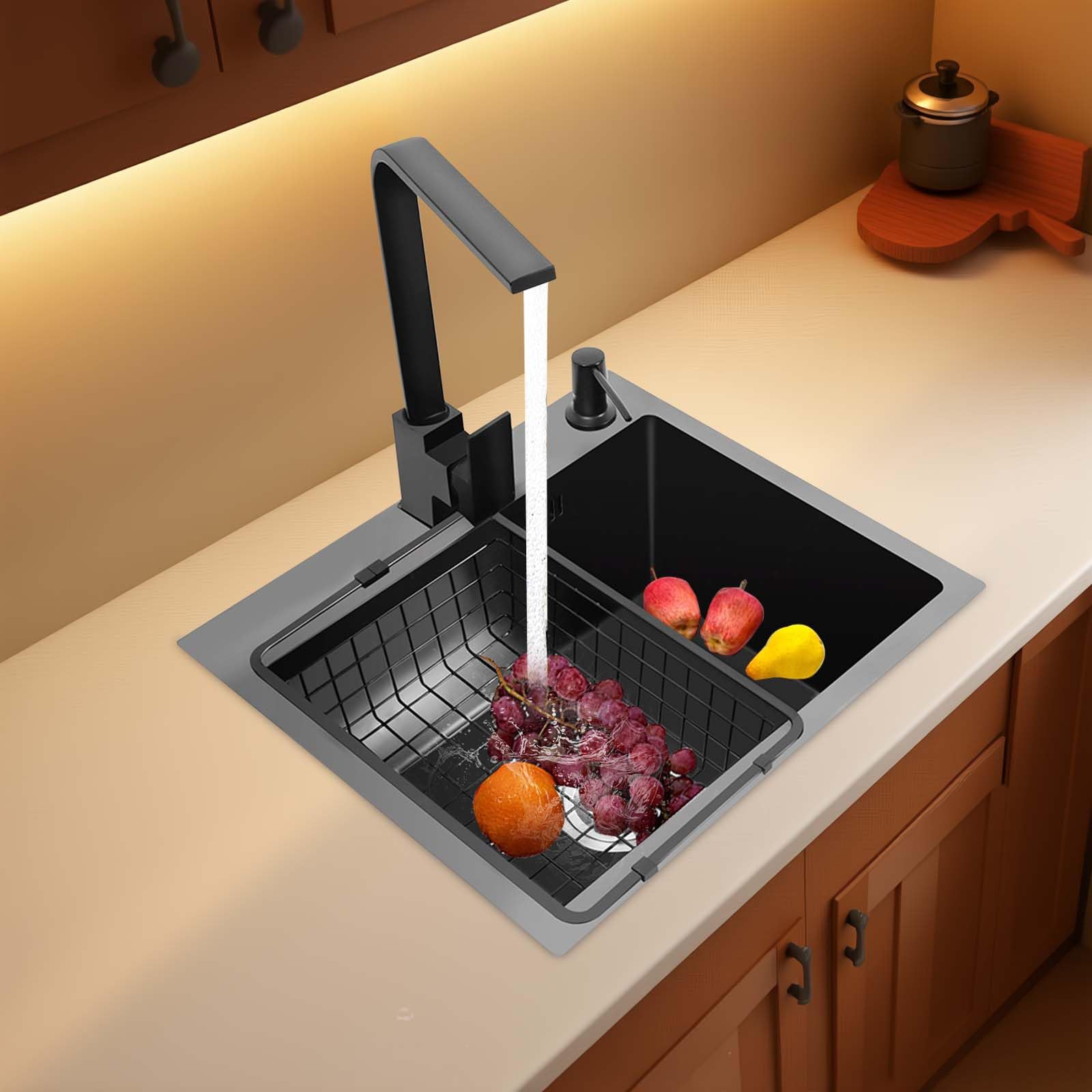 TiryyDrela Lavello Cucina Inox con Rubinetto 1 Vasca Nano Grigio