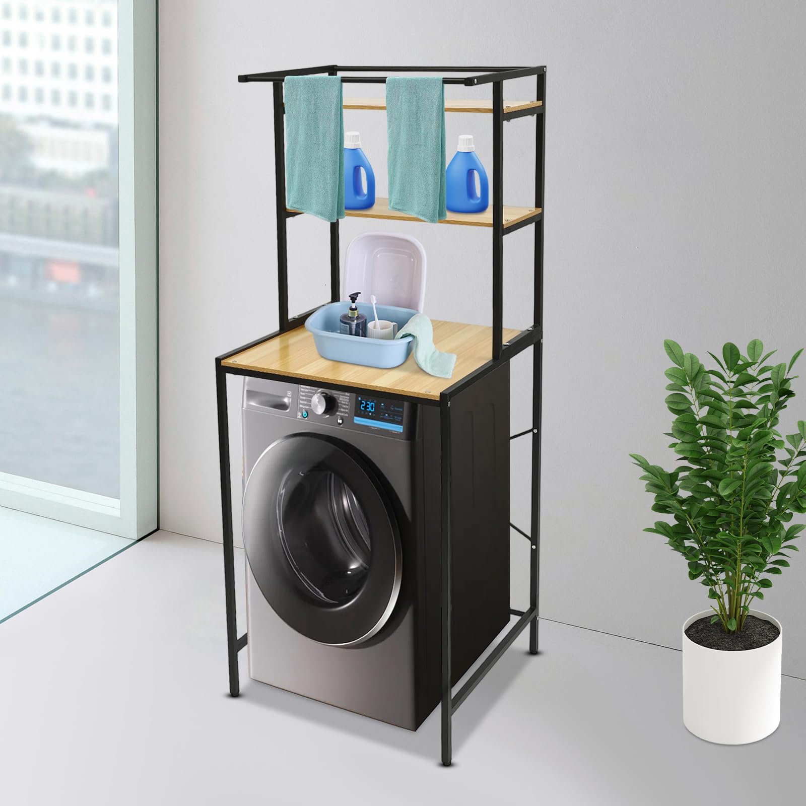 TiryyDrela Scaffale Lavatrice 3 Ripiani Nero 69 cm
