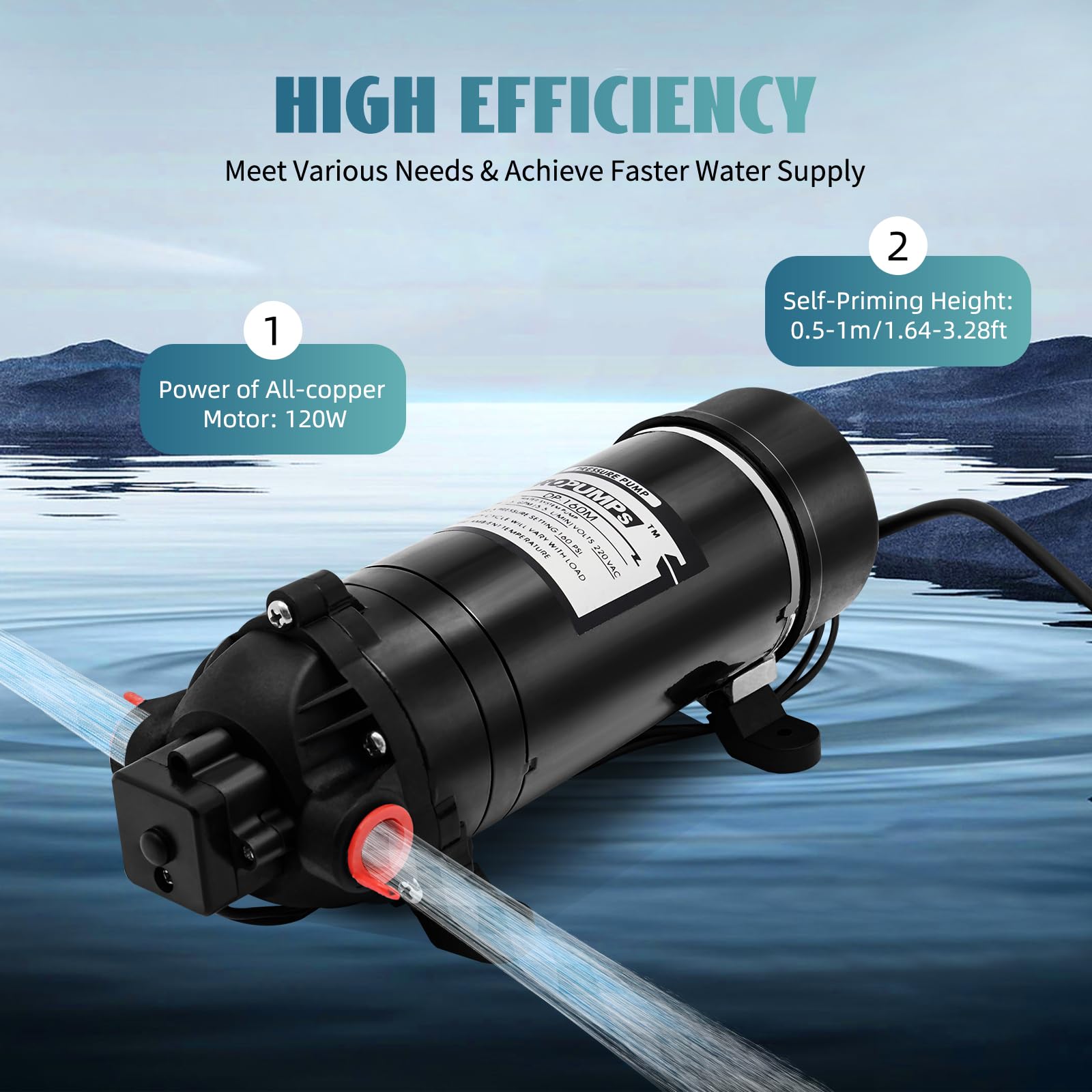TiryyDrela Pompa Acqua Elettrica 220V 11 Bar 5,5 L/min