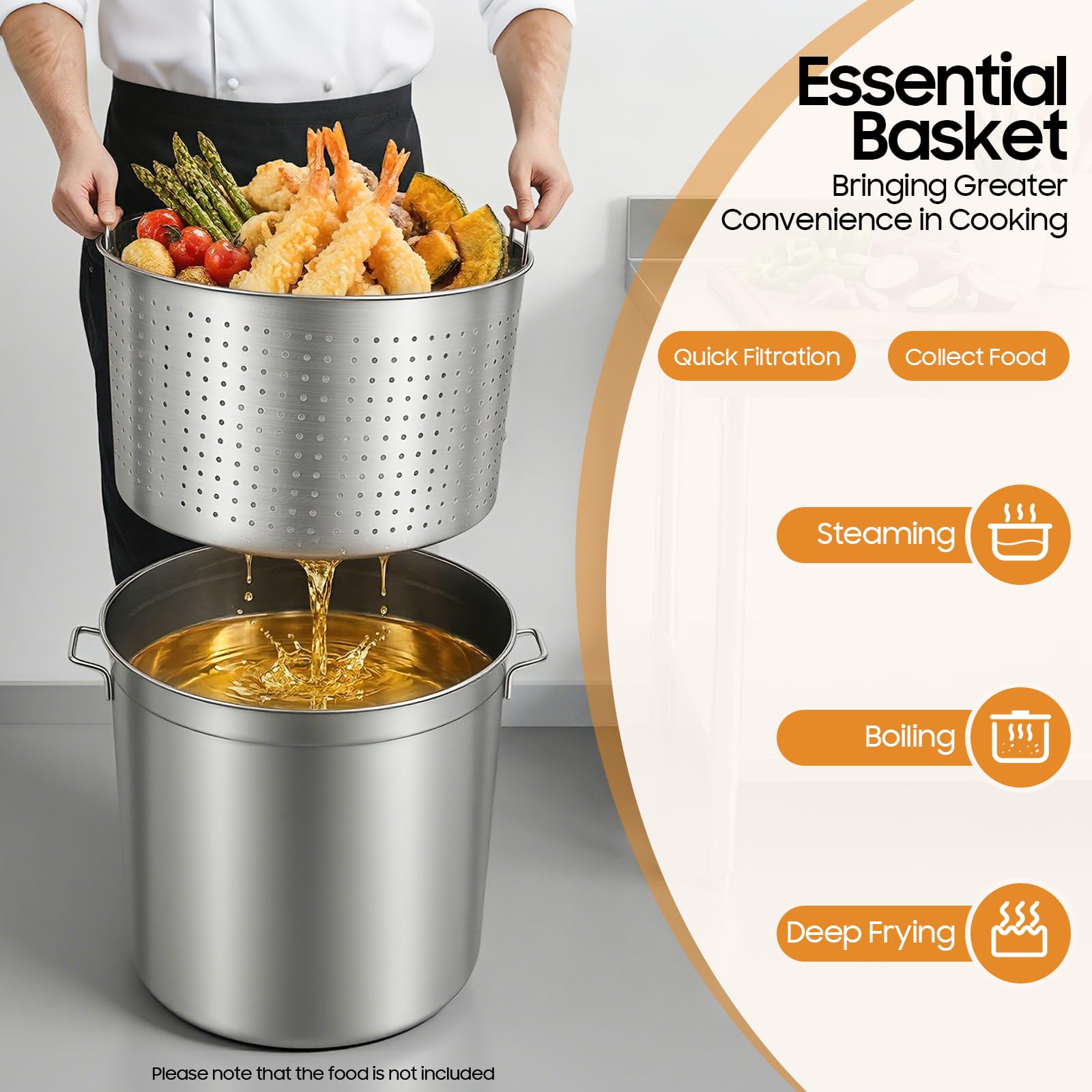 TiryyDrela pentola inox 50 L con cestello e coperchio