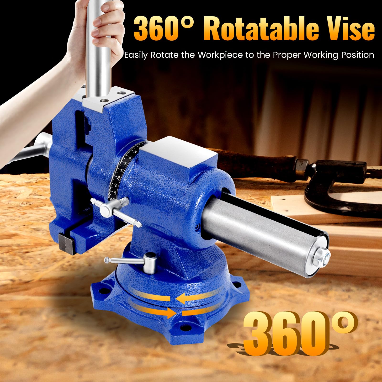 TiryyDrela Morsa da Banco 100 mm Ghisa Base Girevole