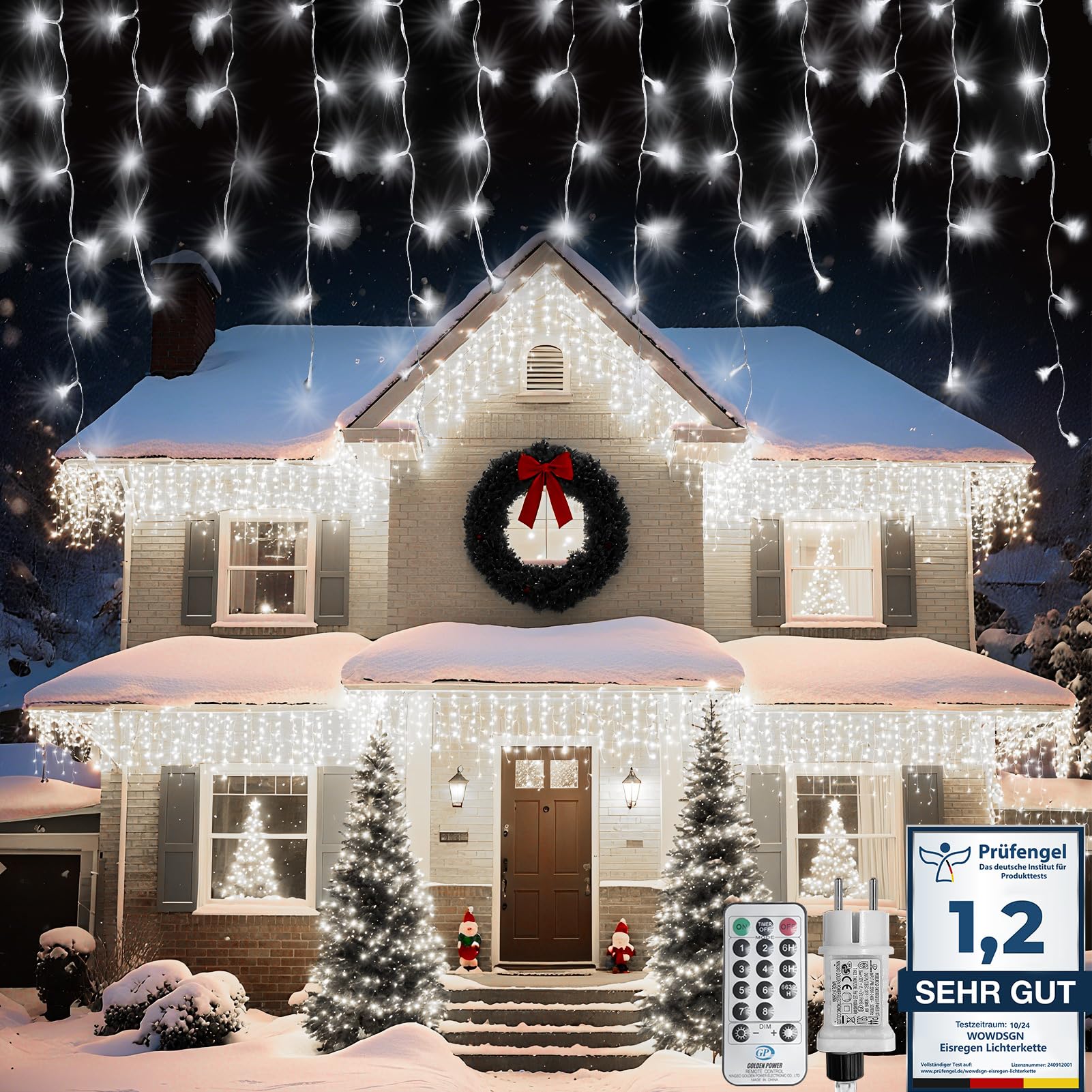 WOWDSGN Tenda Luminosa 10M 440 LED luci Natale bianco caldo
