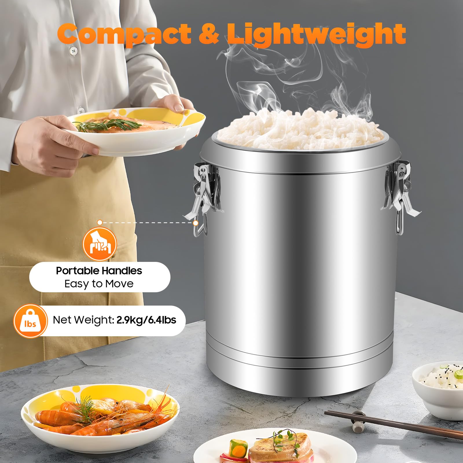TiryyDrela contenitore termico inox 20L alimenti caldo