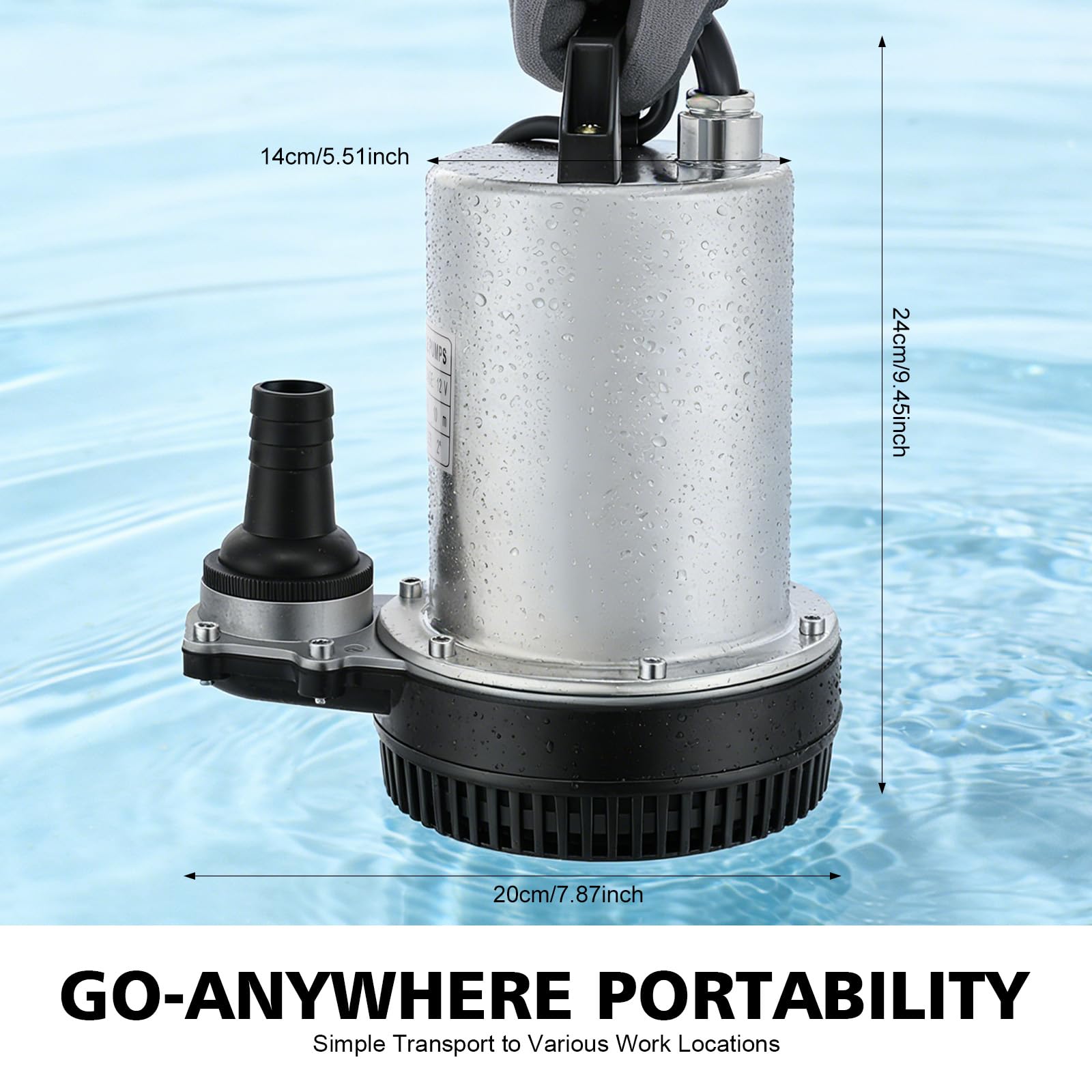 TiryyDrela Pompa Sommergibile 160W 50L/min Acqua 12V Silenziosa