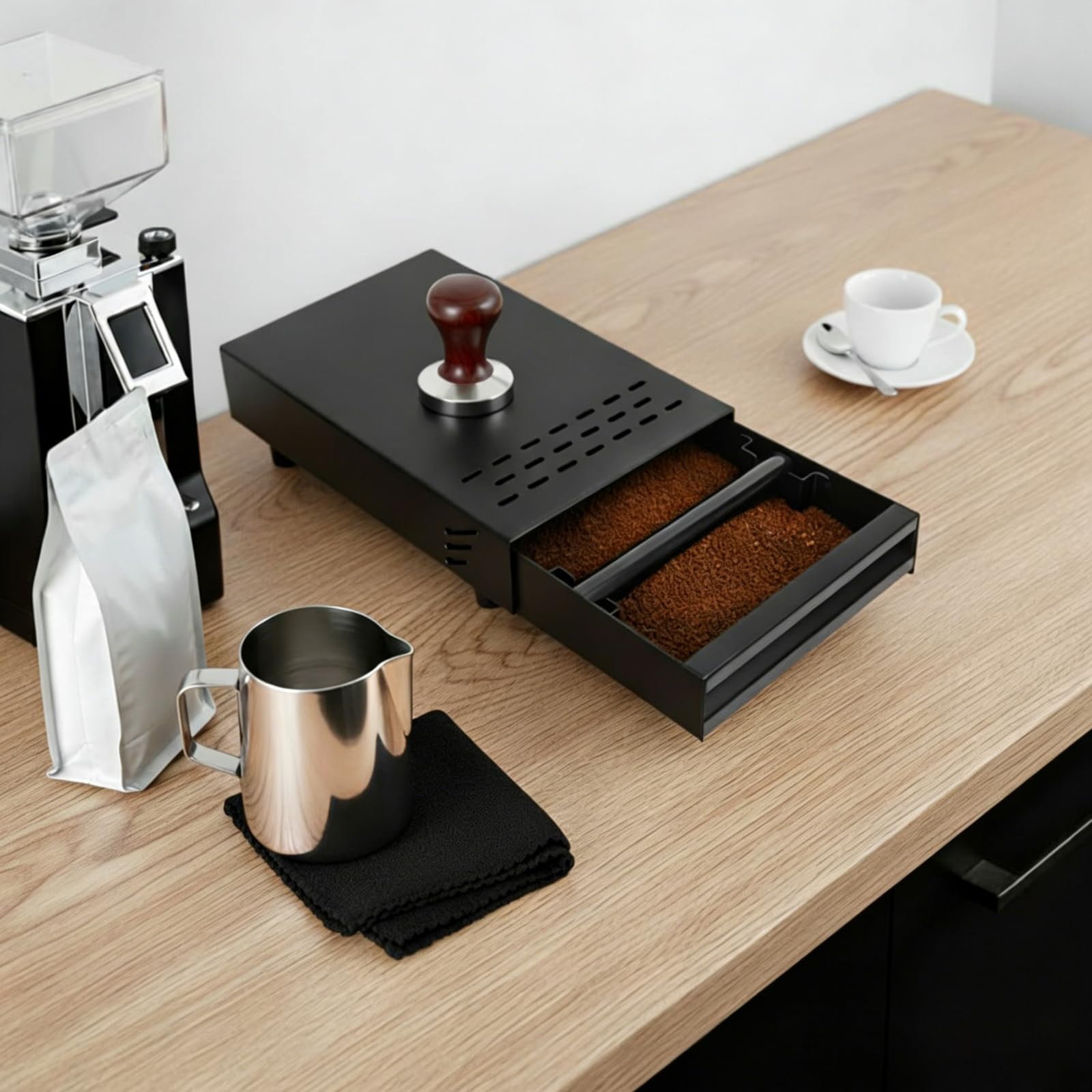 TiryyDrela Knock Box Caffè Acciaio Inox Nero 28x18x5 cm