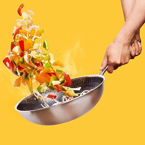 Reishunger Premium wok 28 cm con coperchio antiaderente induzione