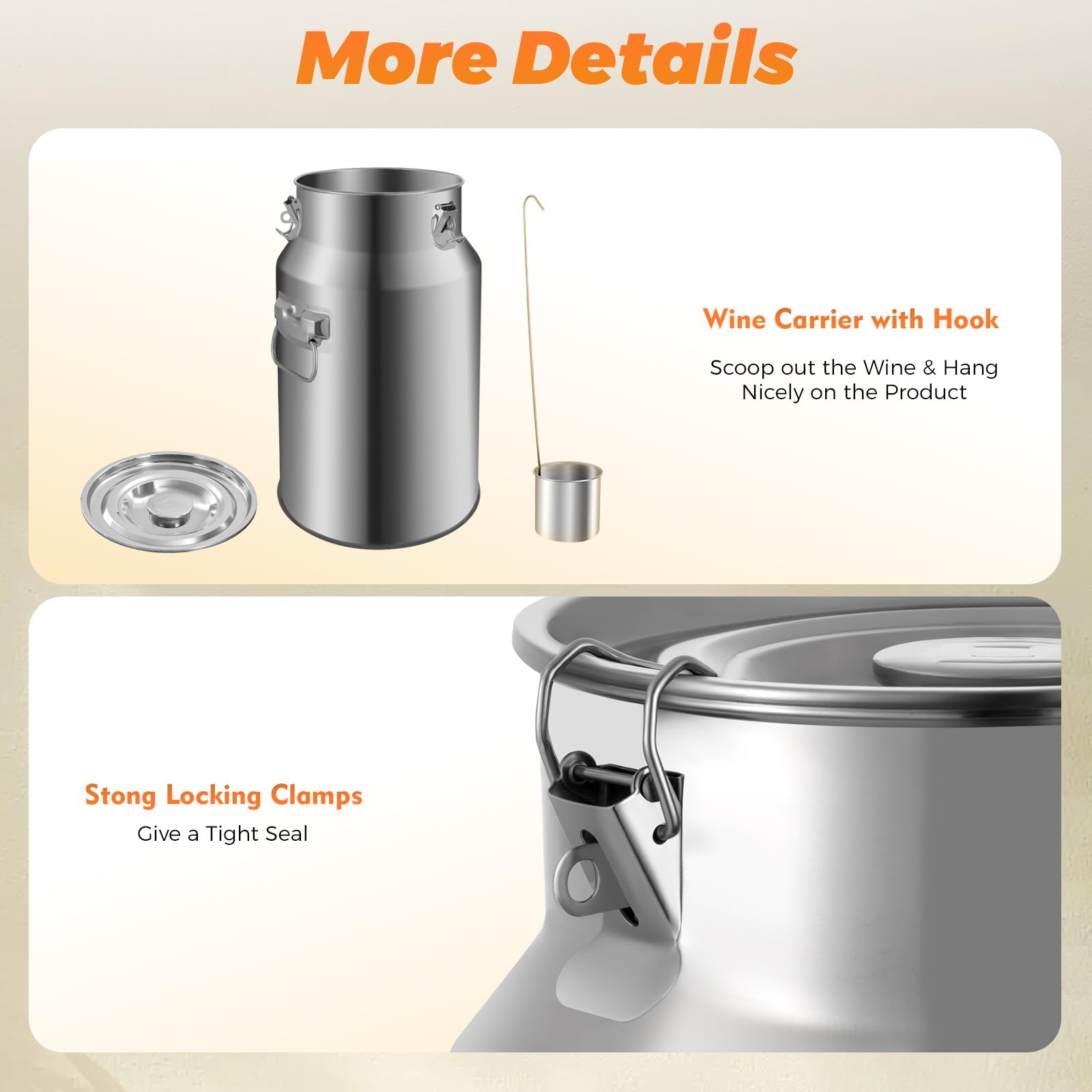TiryyDrela Fusto Inox 18 L 25x40 cm per Vino Birra Olio