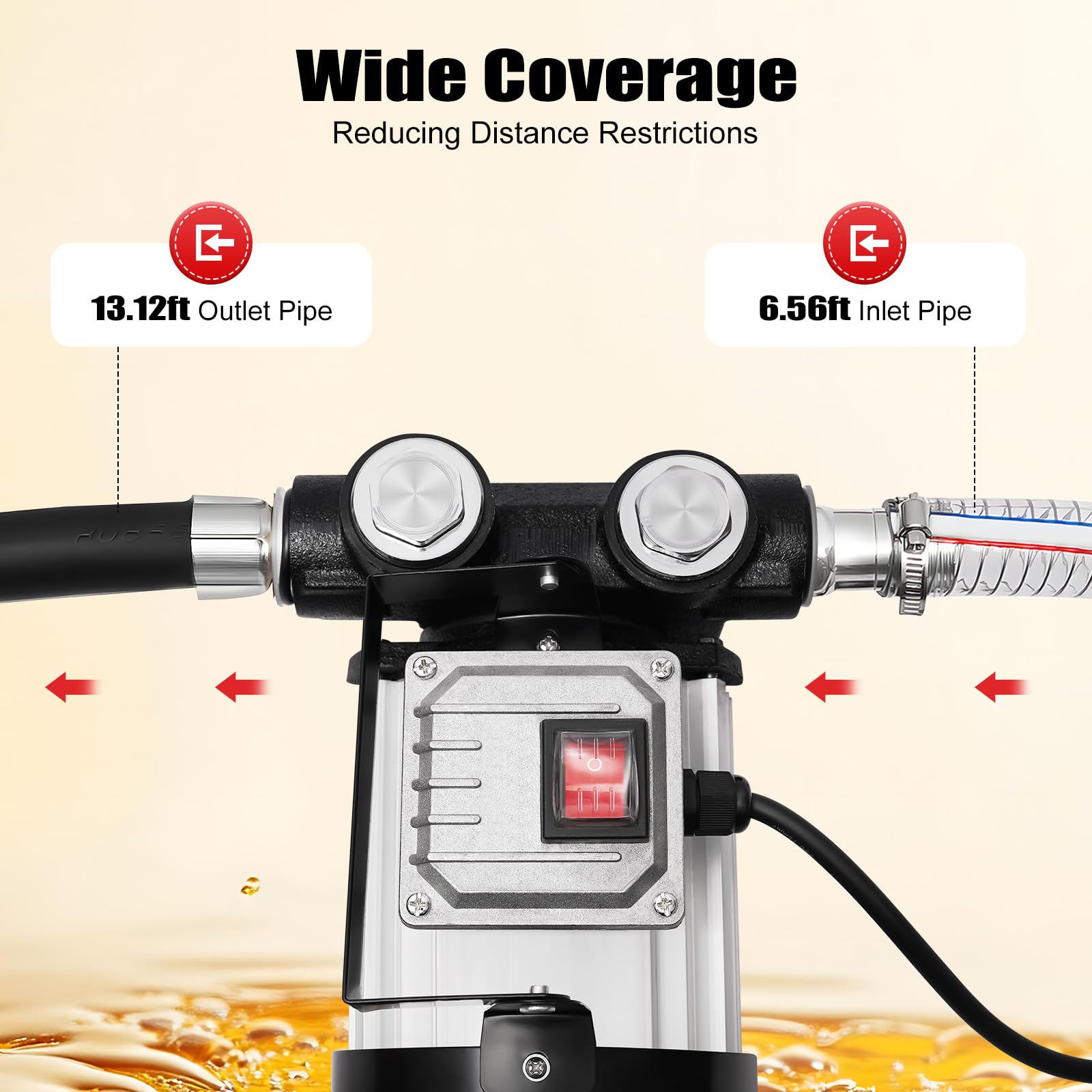 TiryyDrela Kit Pompa Gasolio 550W 60 L/min con Pistola e Tubi
