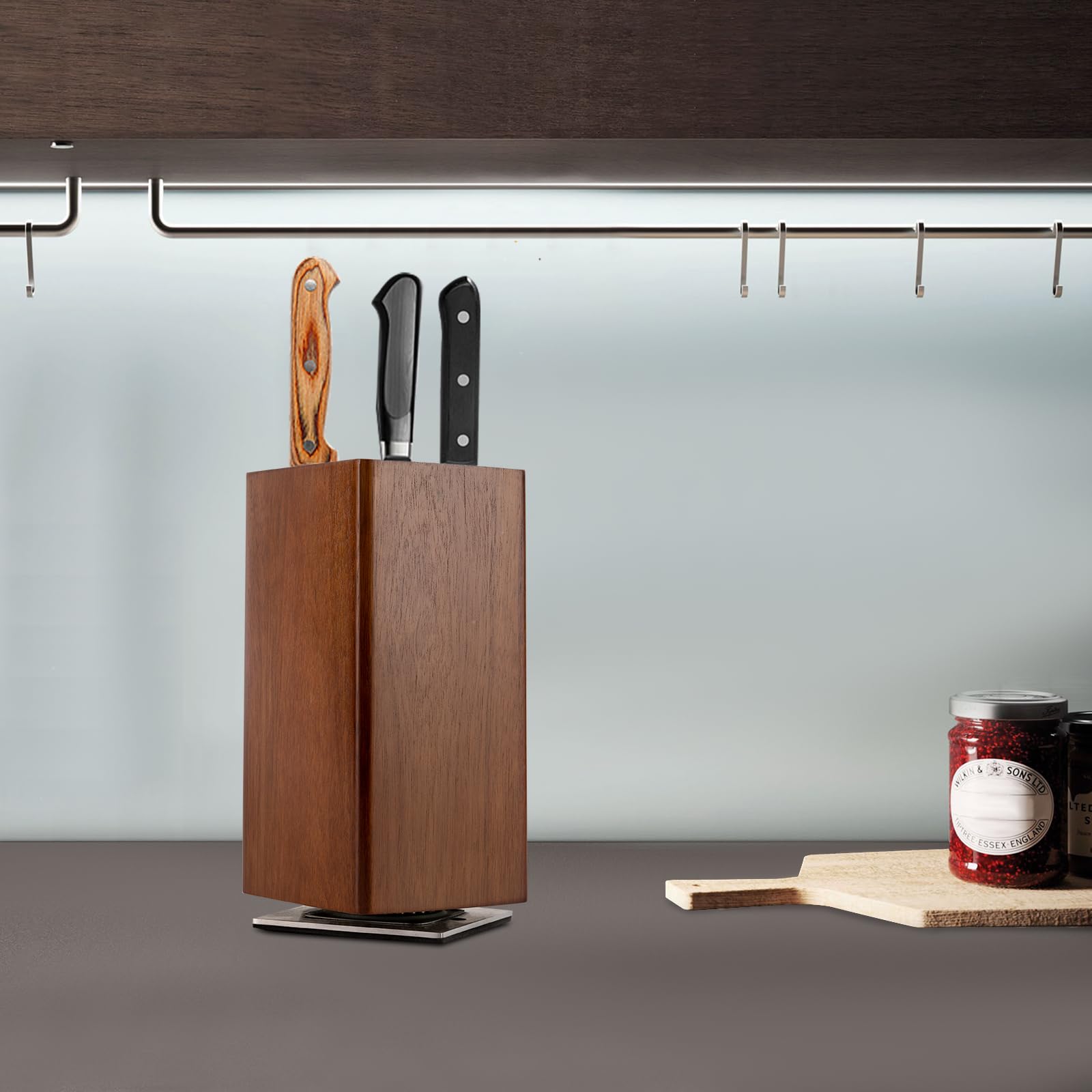 TiryyDrela Porta Coltelli Magnetico Legno Girevole 360°
